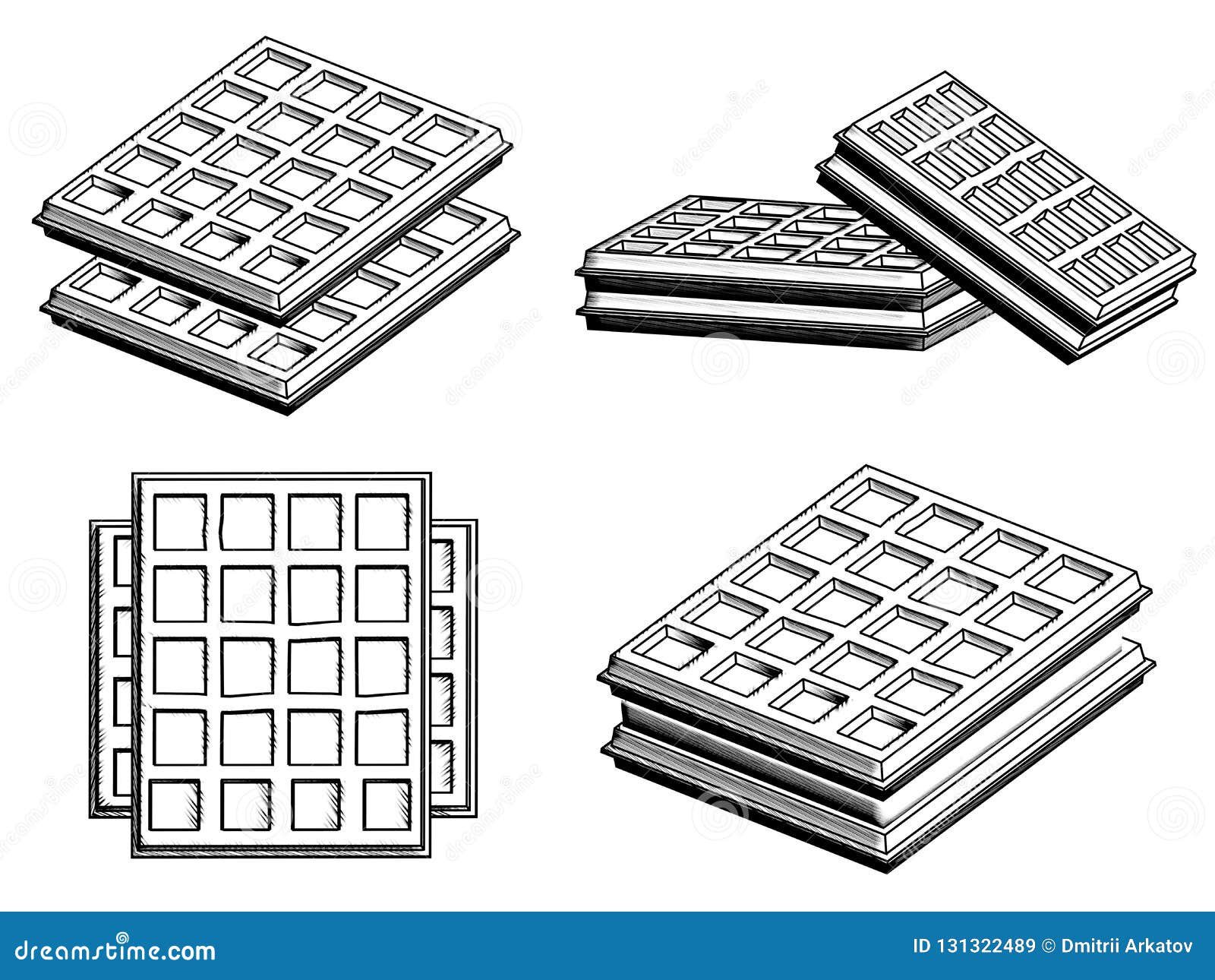 Belgian Waffles On A White Background. 3D Visualization Stock Image Image of menu, design