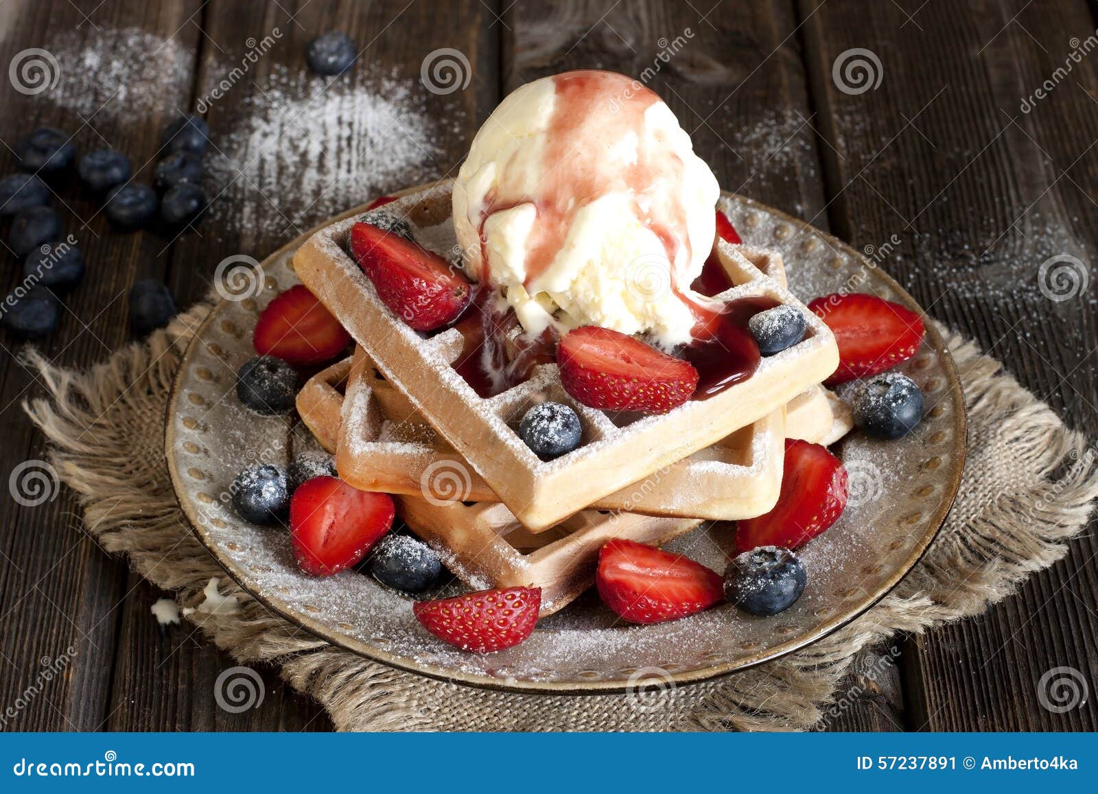 Belgian Waffles with Icecream Stock Image Image of cold, dairy 57237891