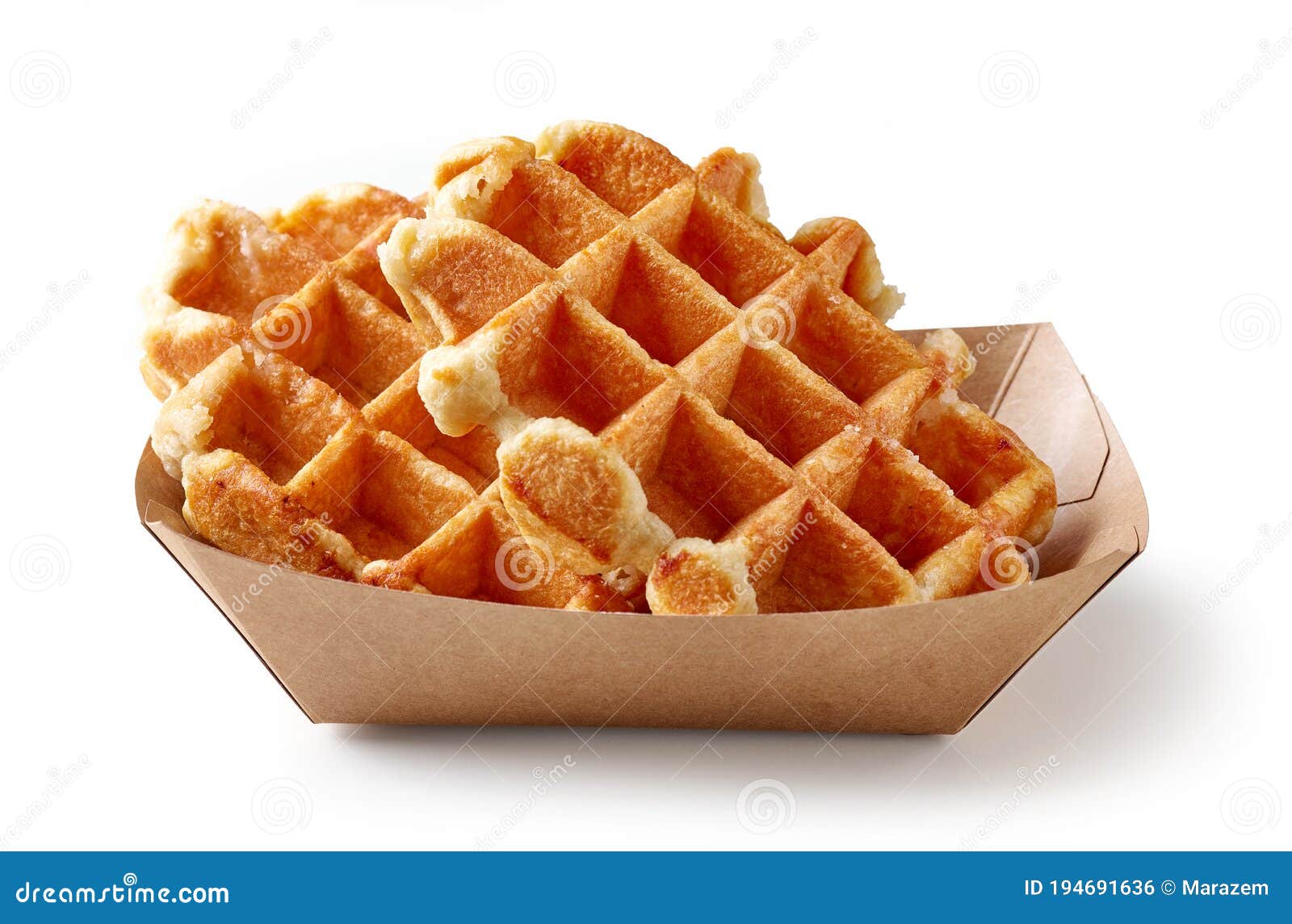 Belgian Waffles in Paper Take Away Box Stock Photo Image of brown