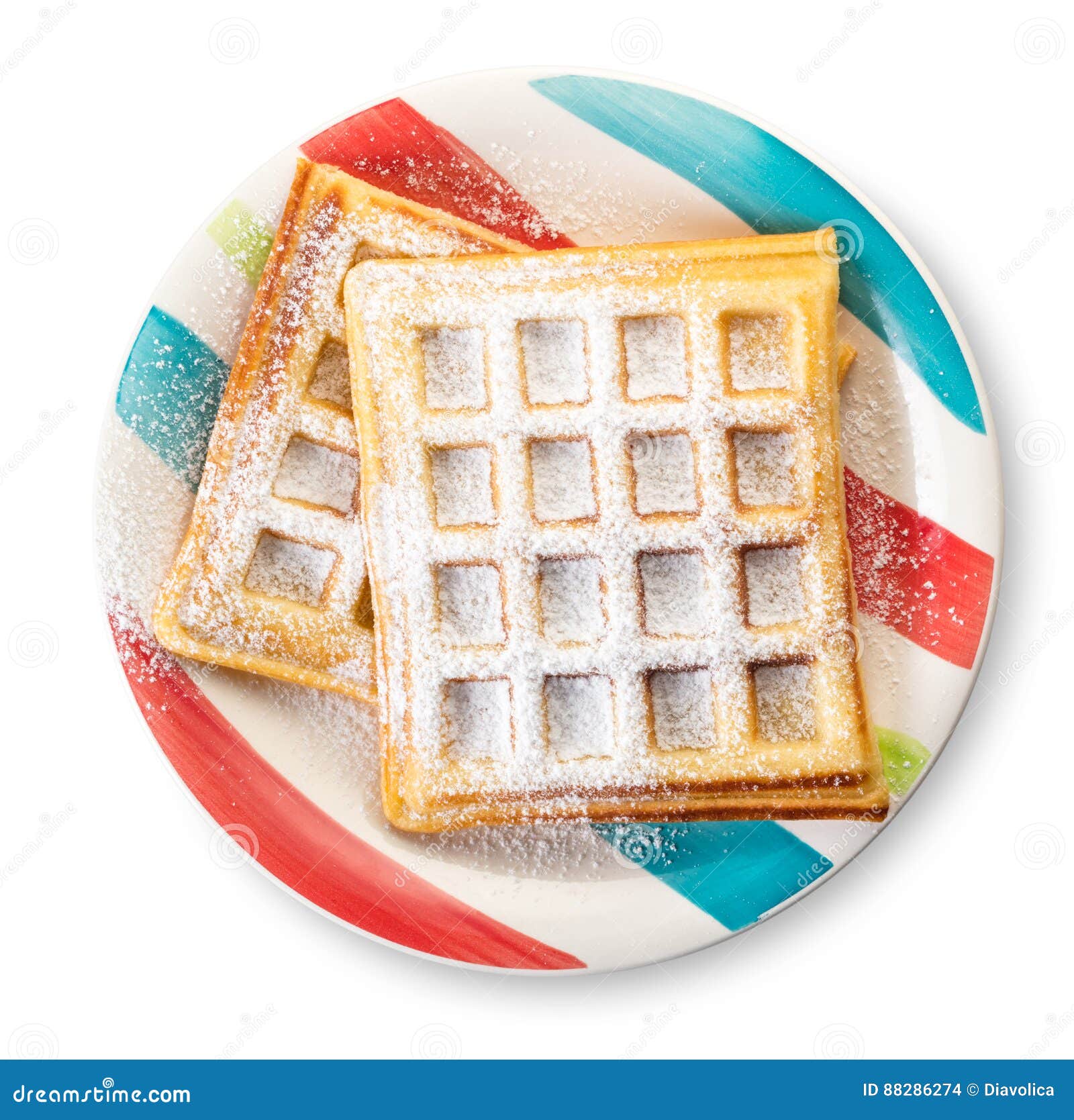 Belgian Waffles with Powdered Sugar Stock Photo Image of pastry, meal 88286274