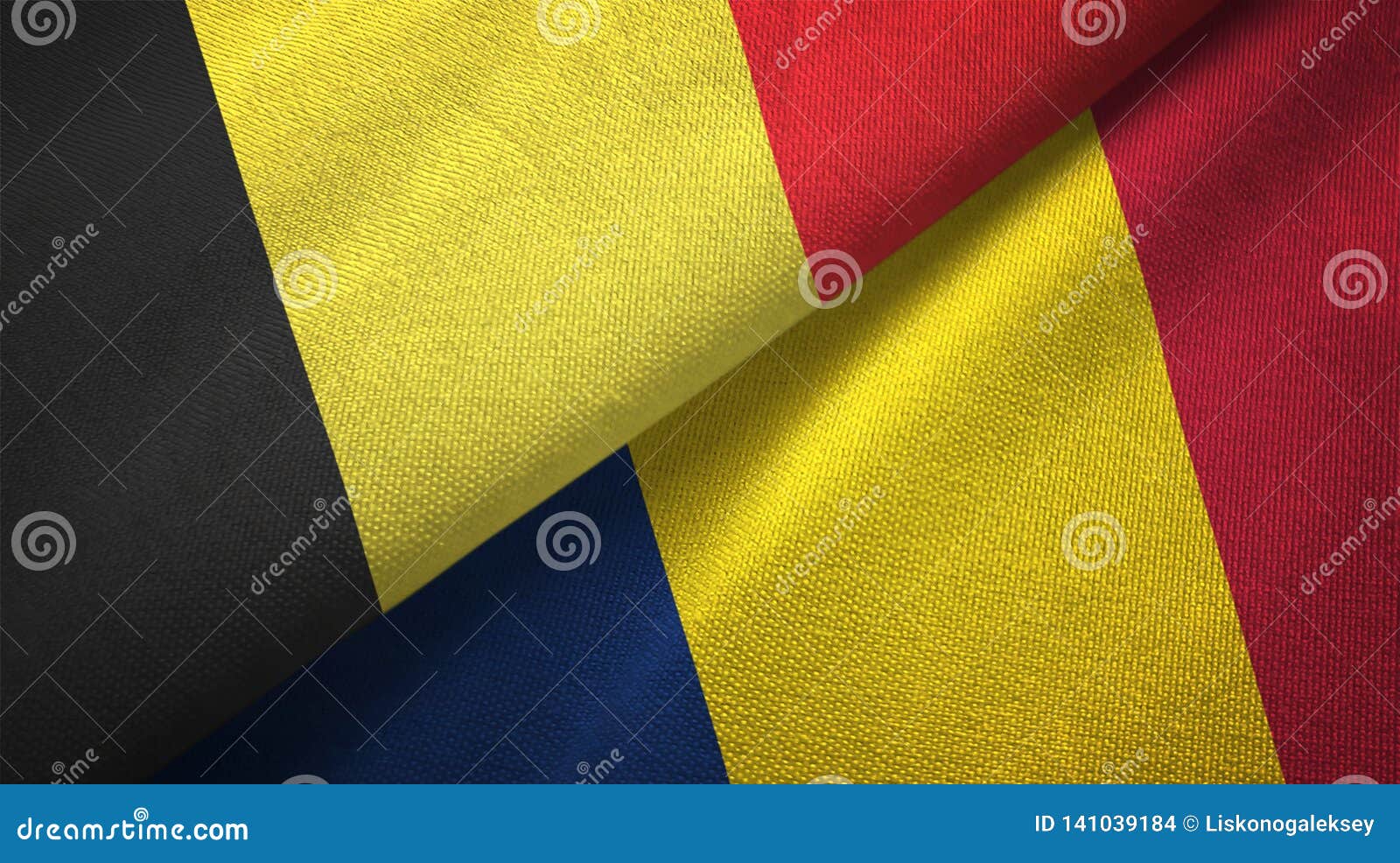 Belgium and Chad Two Flags Textile Cloth, Fabric Texture Stock ...