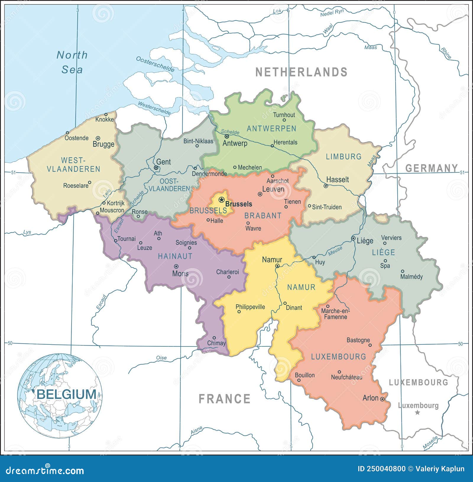 Map of Belgium - Highly Detailed Vector Illustration Stock Vector ...