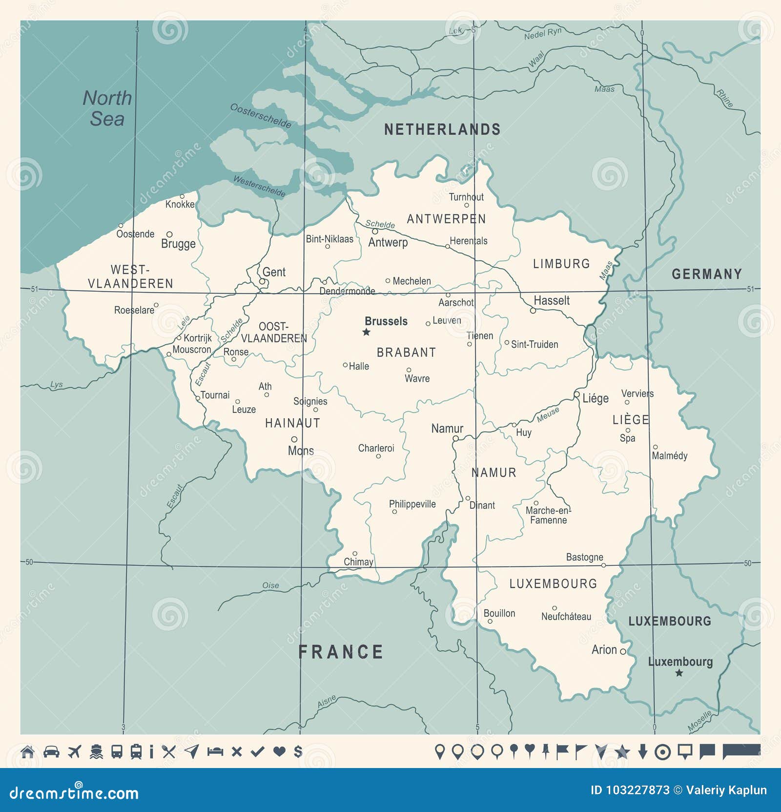 Belgium Map - Vintage Vector Illustration Stock Illustration ...
