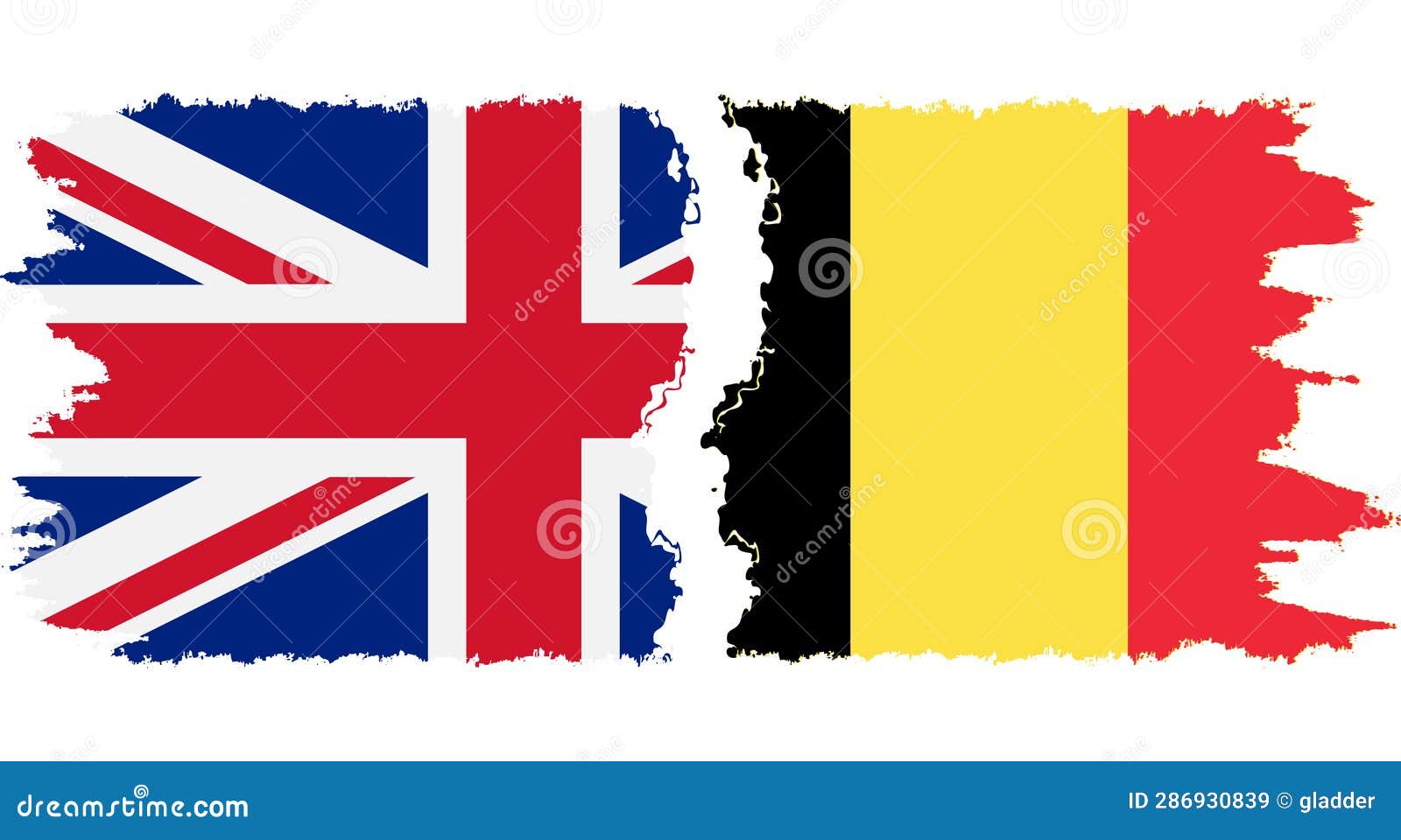 Belgium and UK Grunge Flags Connection Vector Stock Illustration