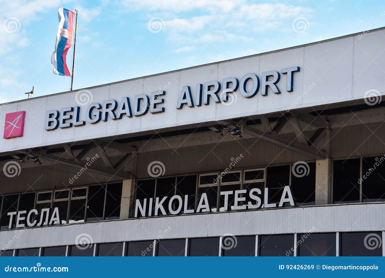 editorial stock image belgrade nikola tesla airport serbia february aerodrom beograd image