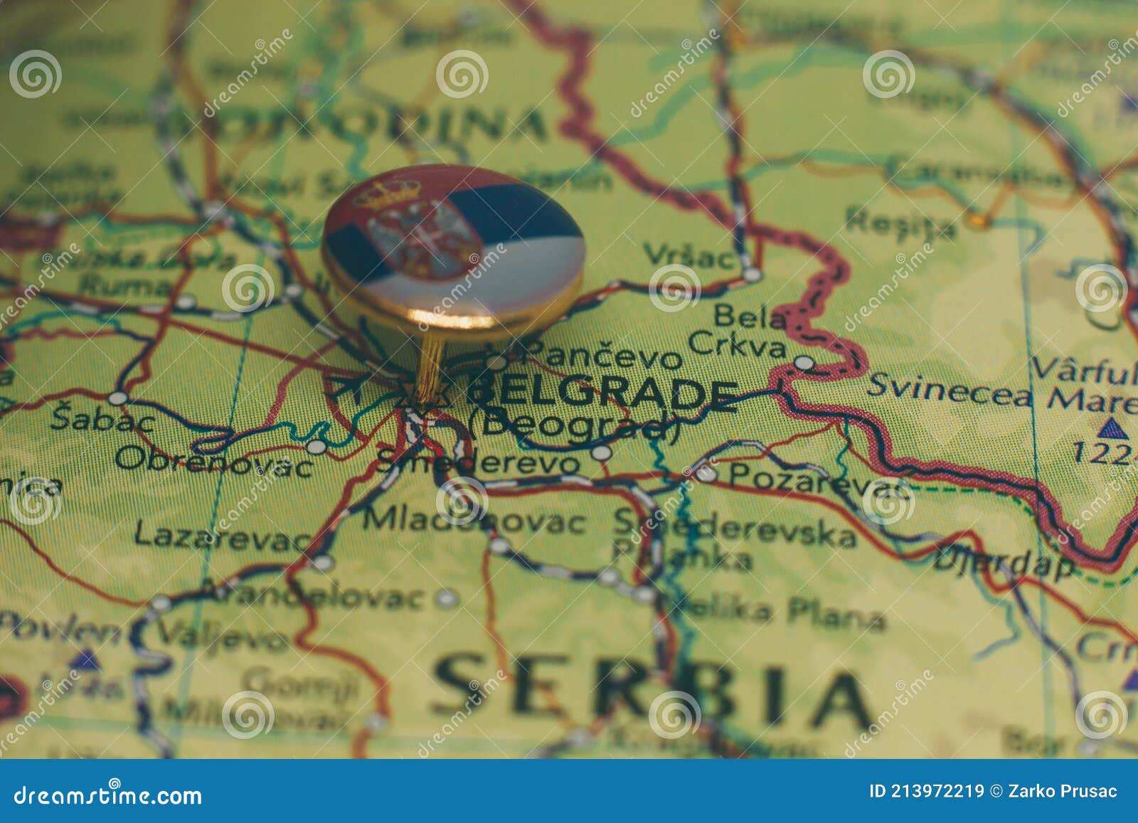 Belgrade Pinned On A Map With The Flag Of Serbia Stock Image Image Of
