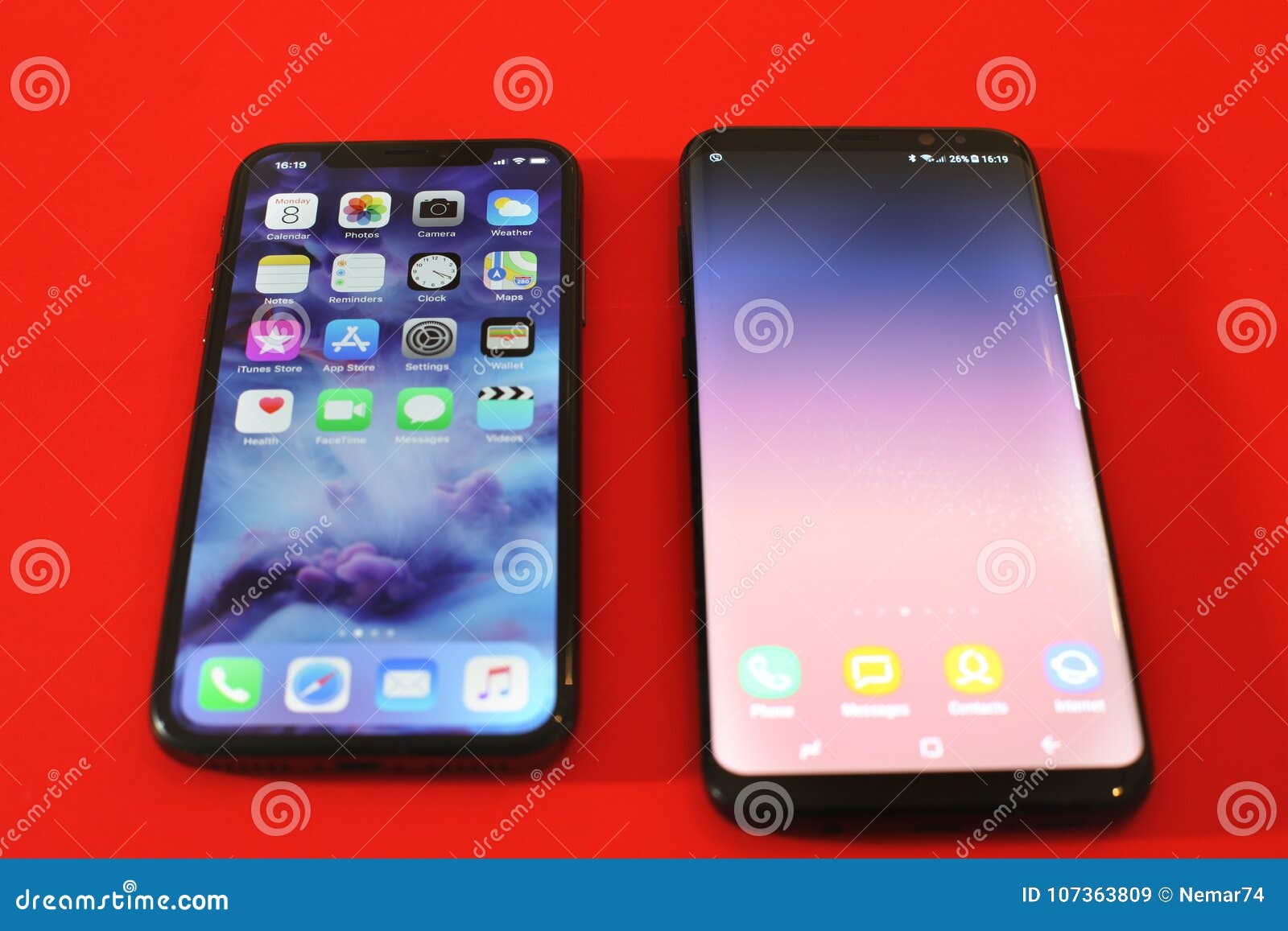 New Samsung S8 Plus An Iphone X Comparasion Editorial Stock Image Image Of Apple Mobile