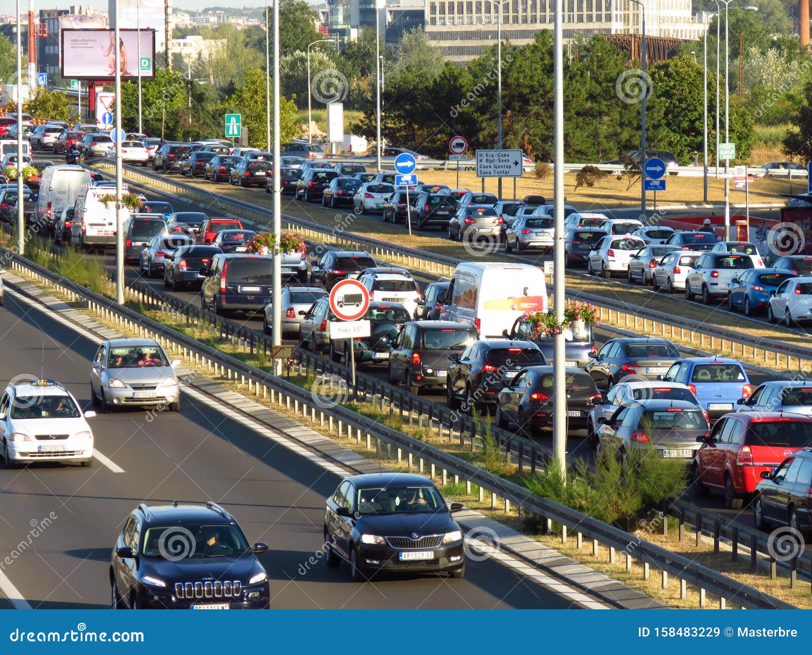 Traffic Jam At Rush Hour On Higway Editorial Stock Image Image Of