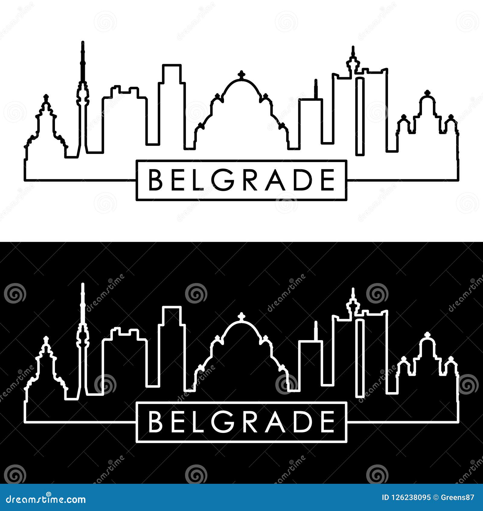 belgrade skyline. linear style. editable  file.