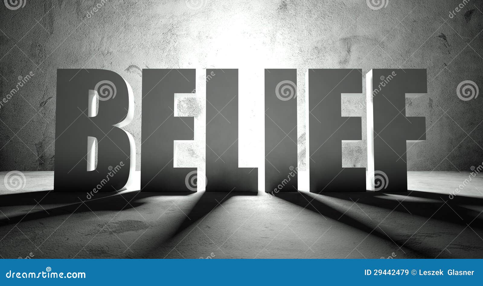 belief word with shadow, background
