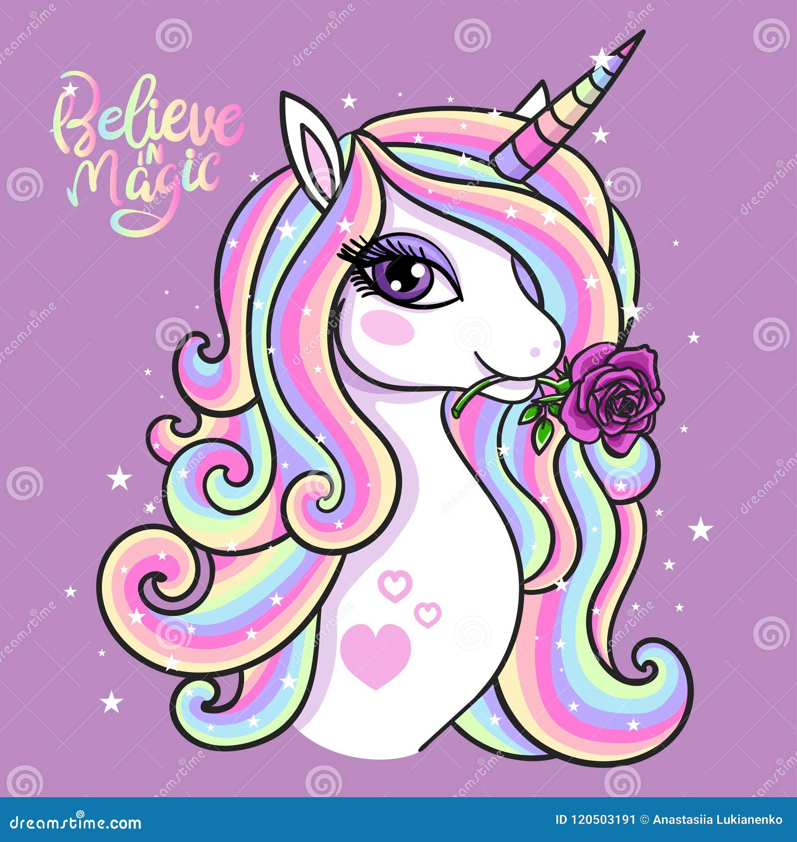 Believe In Magic A Beautiful Unicorn Stock Illustration
