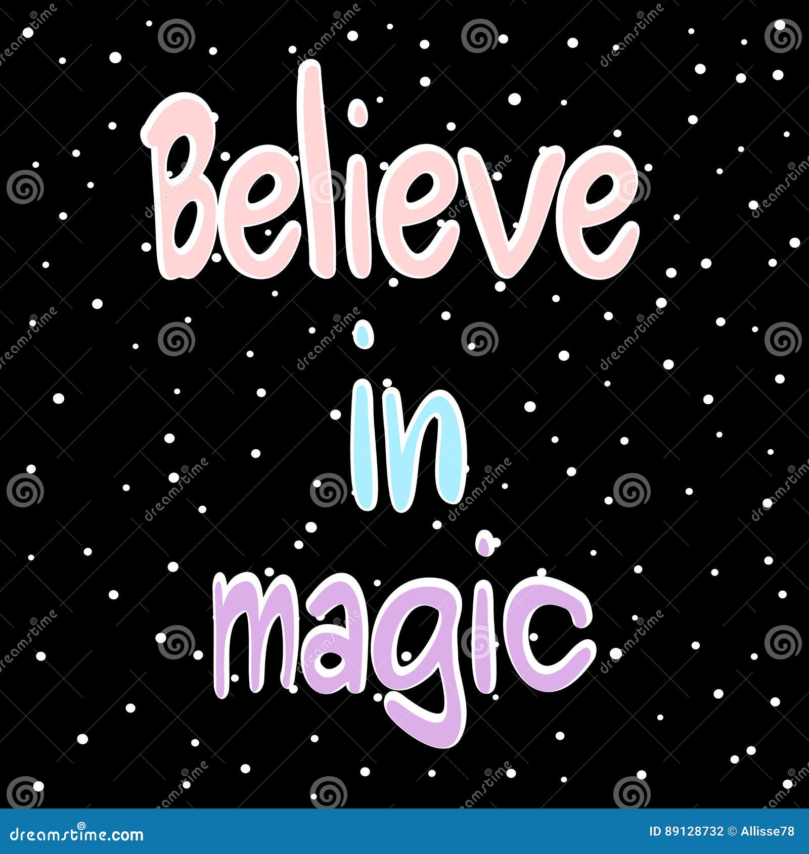 Believe in Magic Hand Drawn Motivational Quote Card Colorful ...