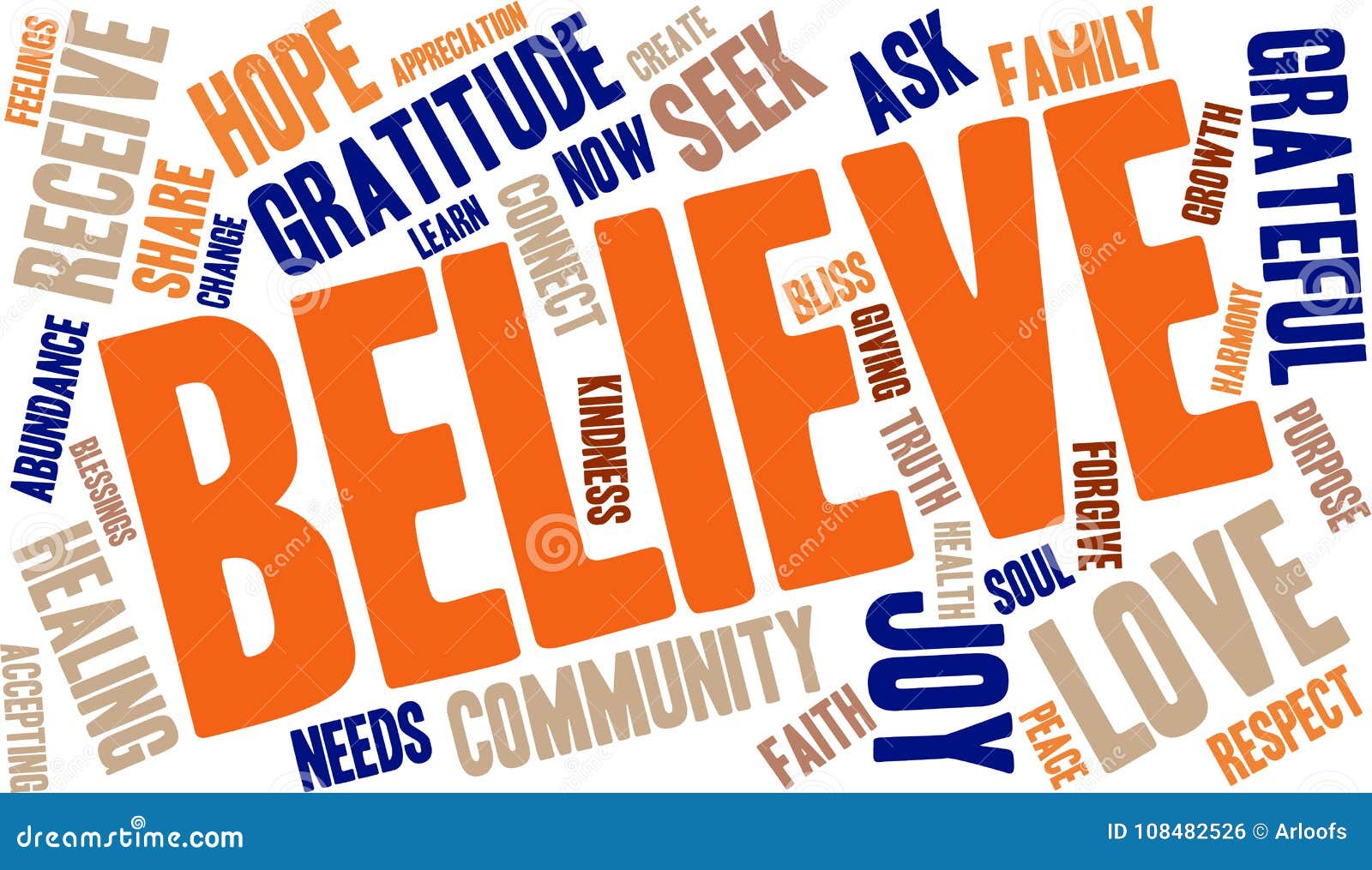 Believe Word Cloud stock vector. Illustration of appreciation 108482526