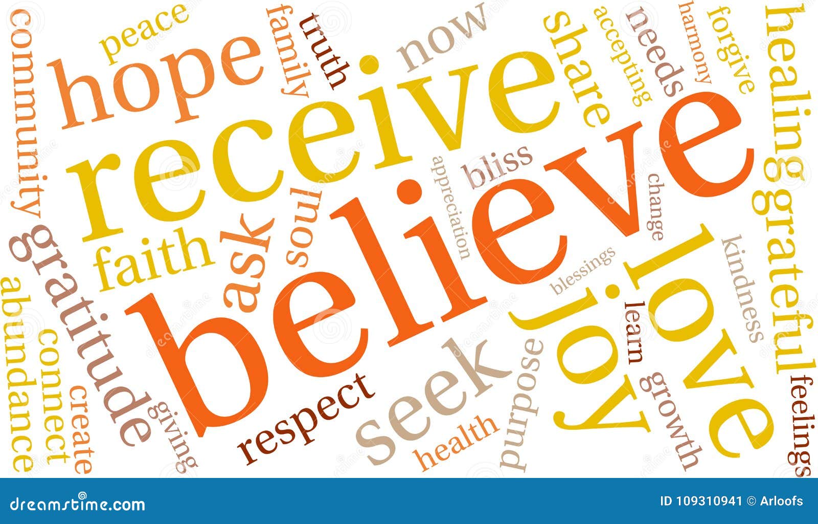 Believe Word Cloud stock vector. Illustration of grateful 109310941