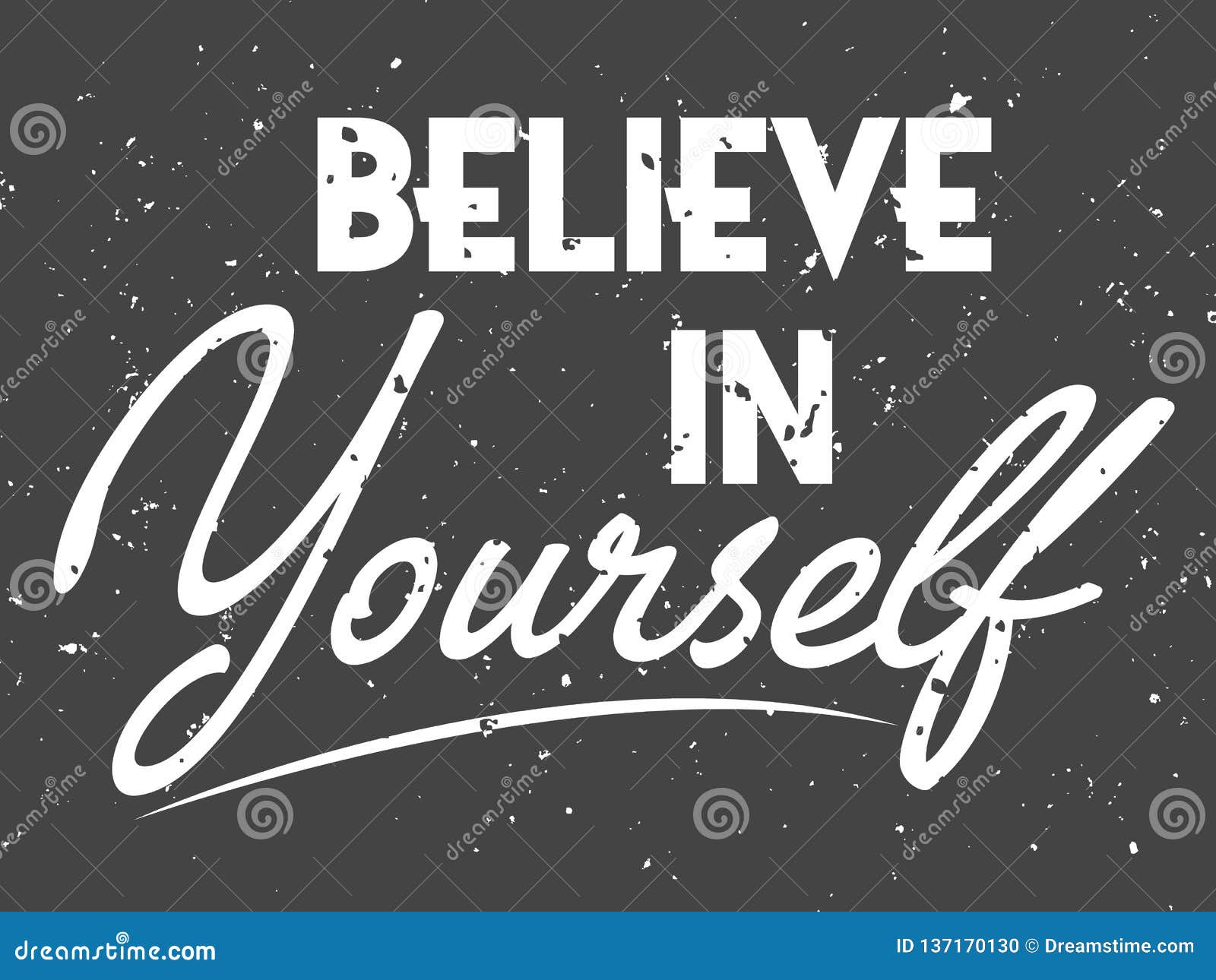 Believe in Yourself Black and White Hand Lettering Font Inscription ...