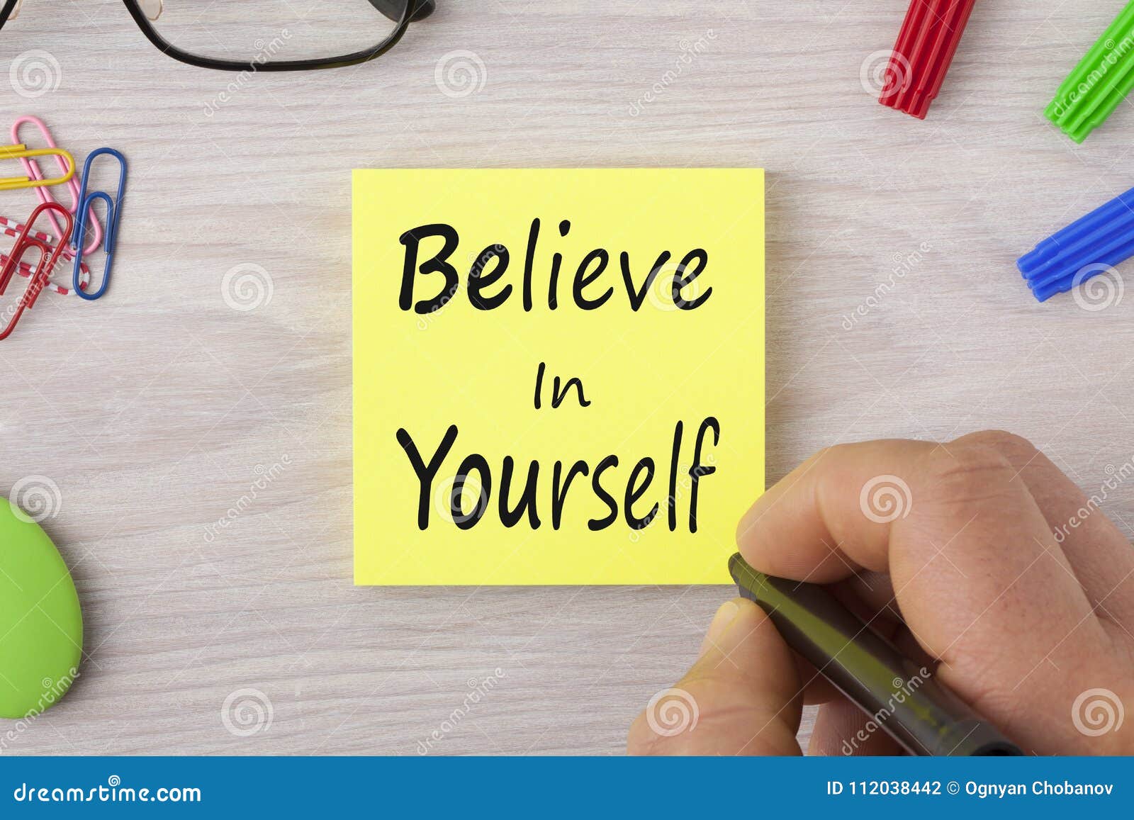 Believe in Yourself Writing on Note Stock Photo - Image of aspiration ...