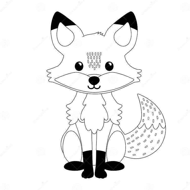 Cute Little Fox Coloring Page. Cute Fox Illustration. Perfect for ...