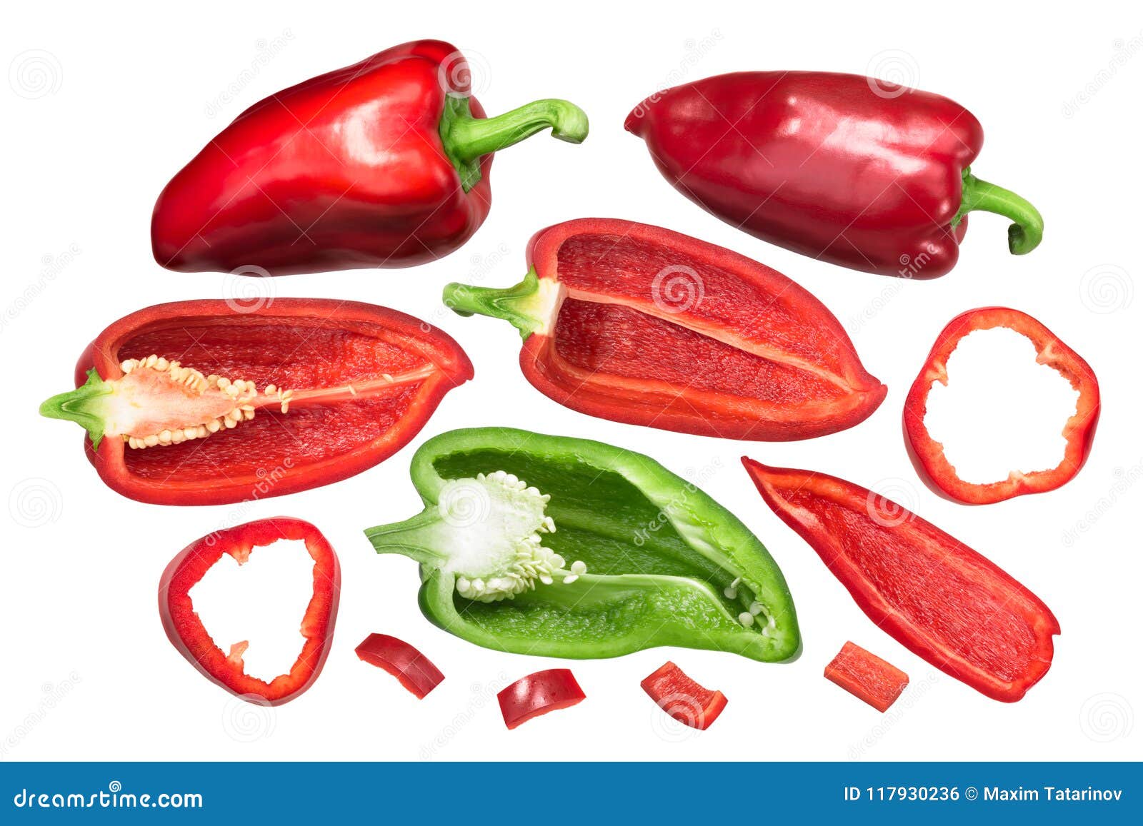 bell peppers grueso de plaza, whole and cut, top