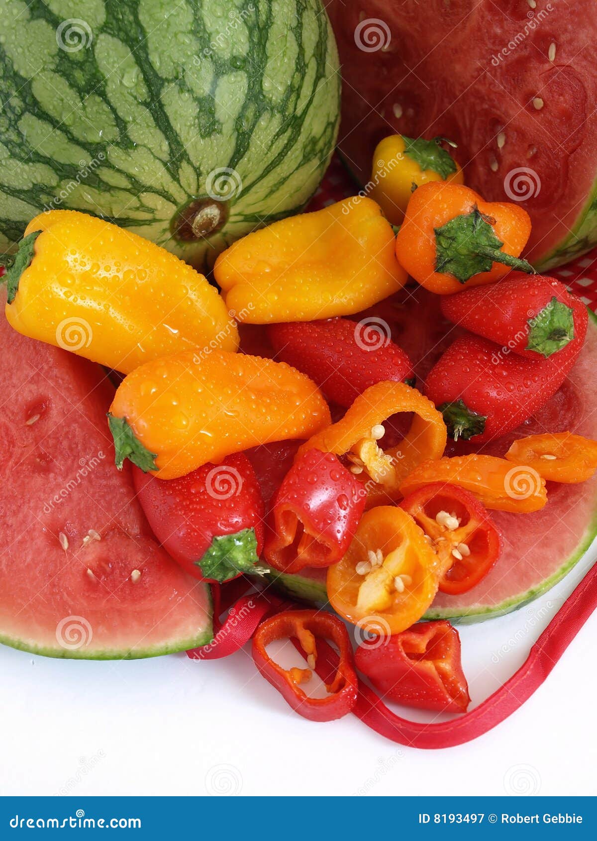 Bell Peppers and Melon stock image. Image of summer, water 8193497