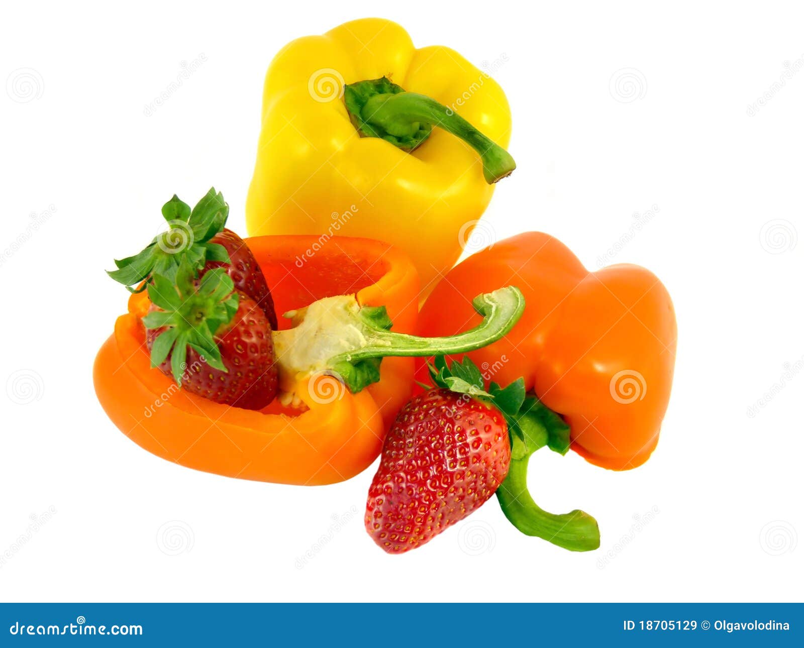 Bell Peppers and Strawberries Isolated Stock Image Image of