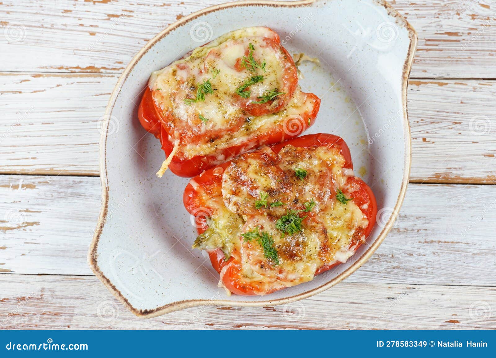 Bell Peppers Stuffed with Ground Beef and Cheese Stock Image Image of