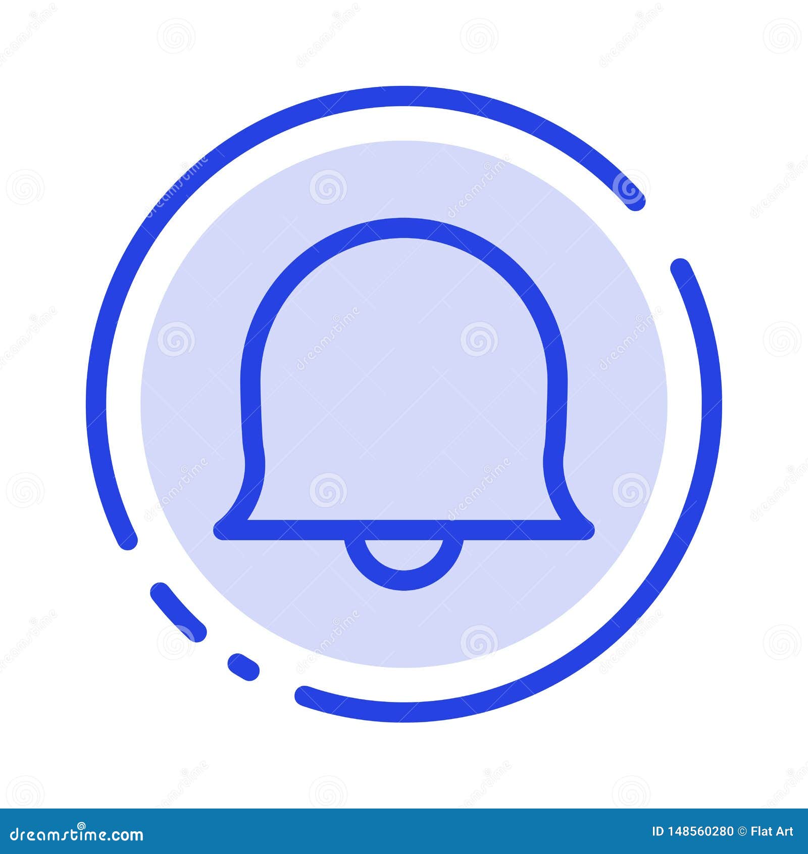 bell, sign, twitter blue dotted line line icon