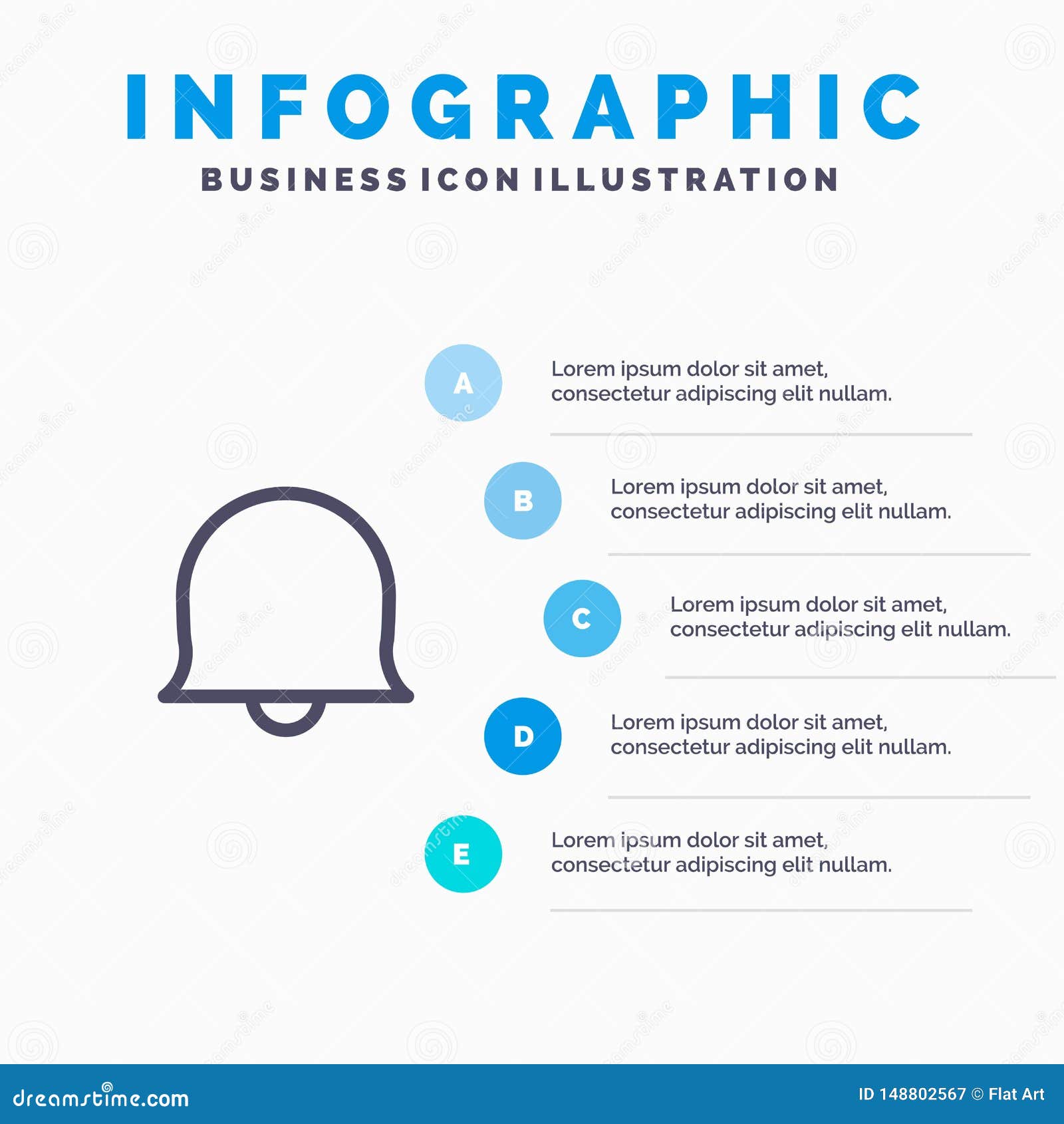 Bell, Sign, Twitter Line Icon with 5 Steps Presentation Infographics