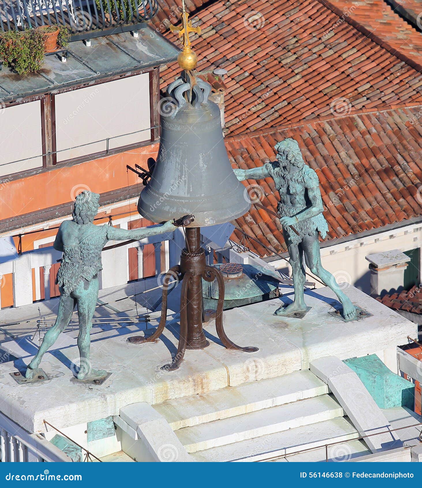 Bell with the Statues of the Two Moors of Venice Stock Photo Image of