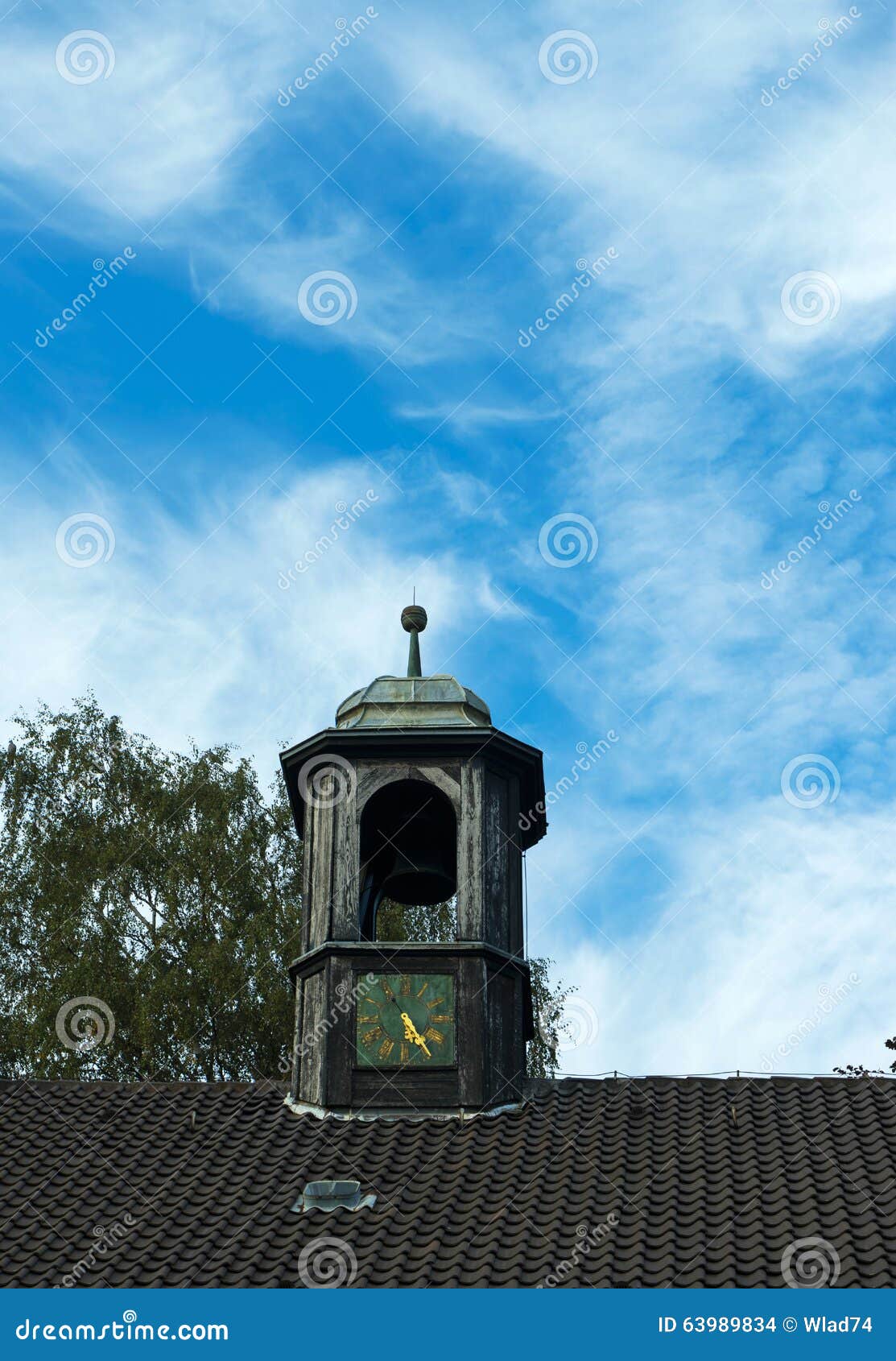 Bell Tower with Chimes on Roof of the Old House Stock Photo Image of