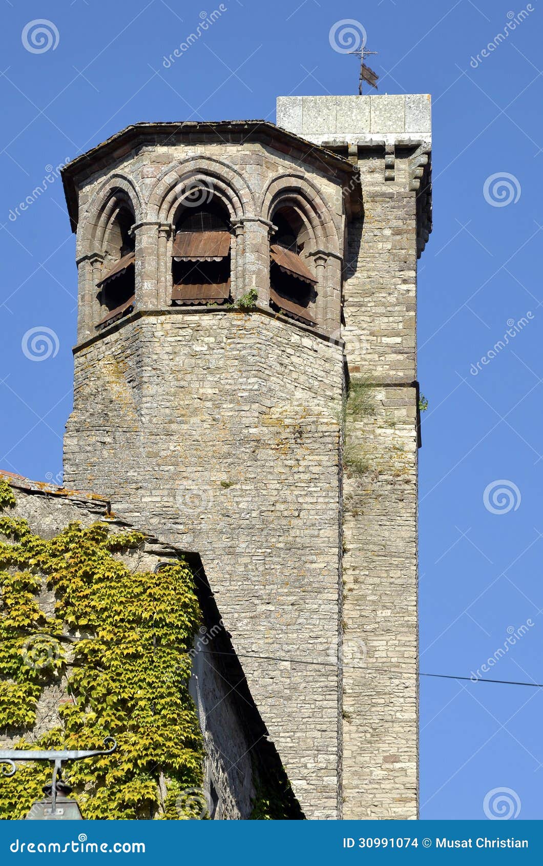 bell tower of cordes-sur-ciel in france