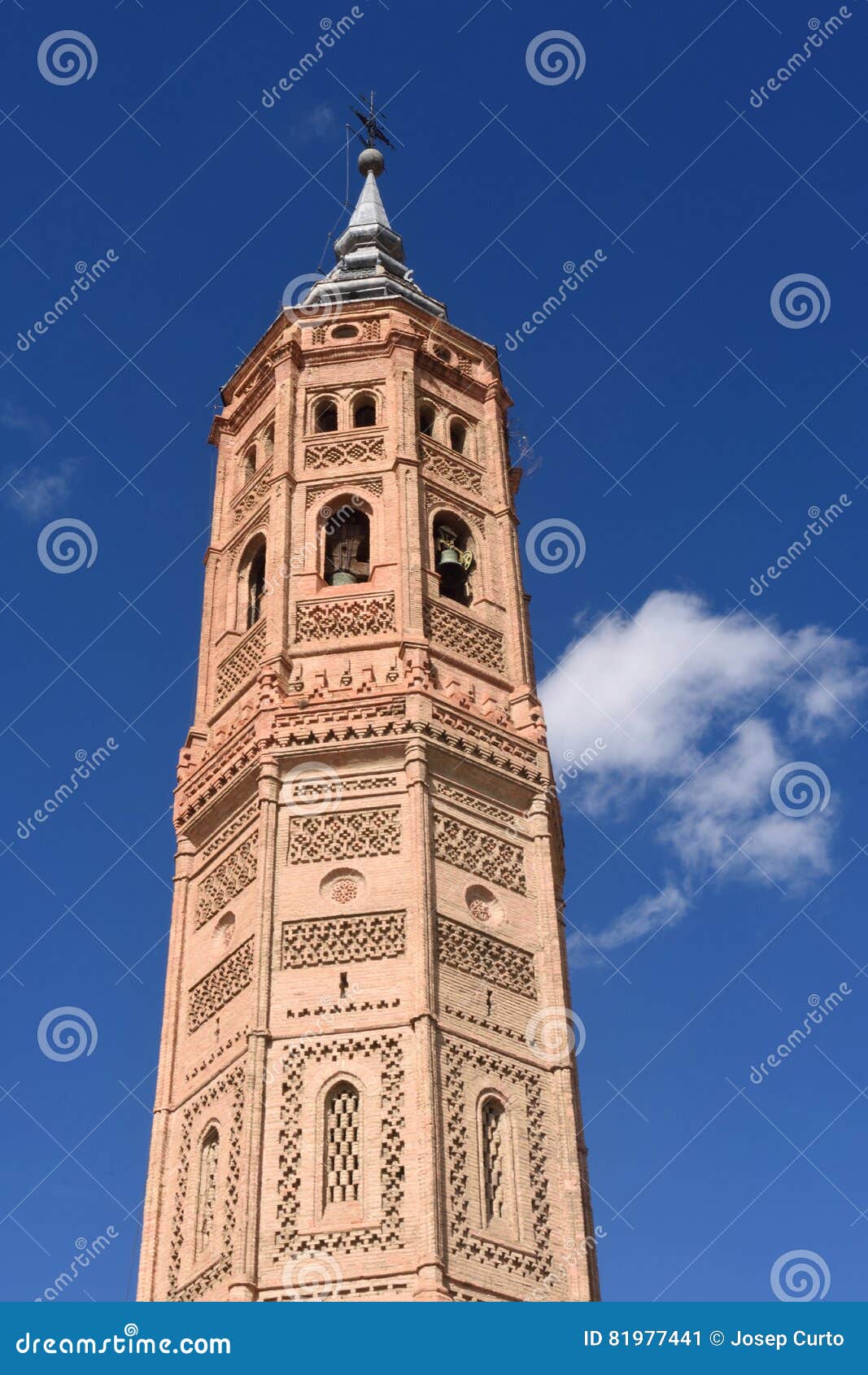 bell tower of san andres church moorish style. calatayud, zara