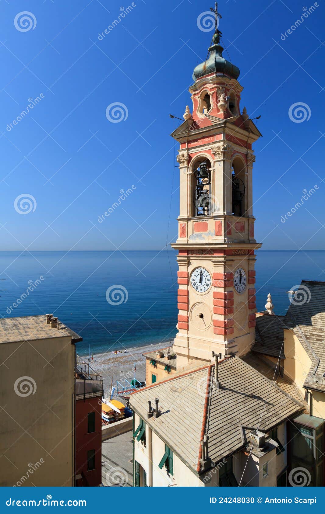 bell tower in sori, italy