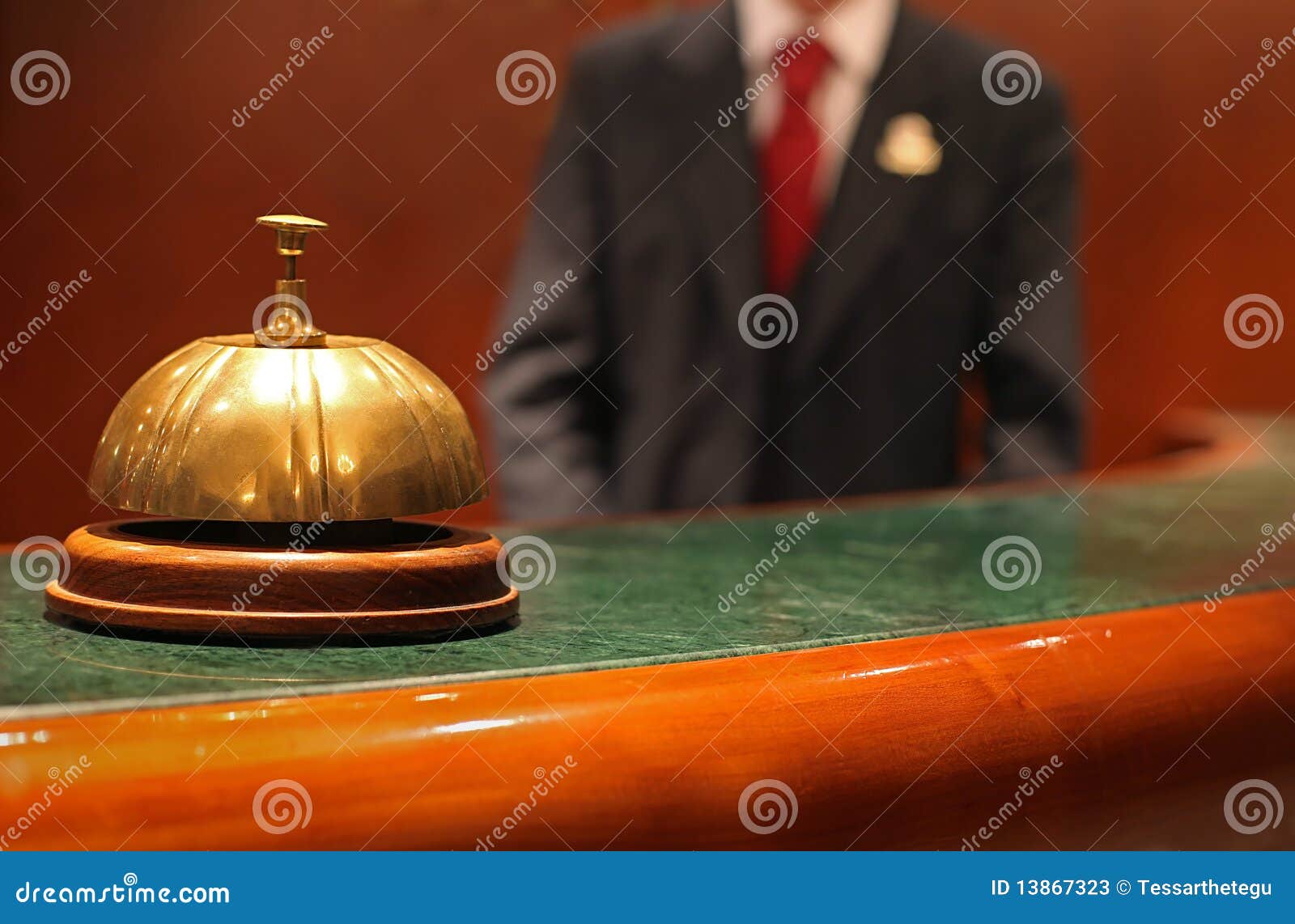 bell and waiter at hotel concierge