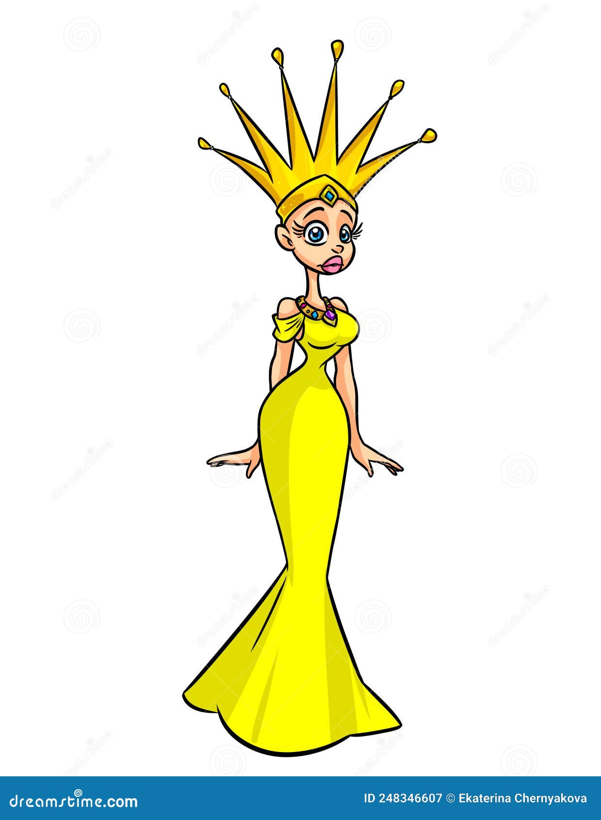 Bella Corona Reina Vestido Dorado Clipart Ilustración De Caricatura Stock  de ilustración - Ilustración de aislamiento, medio: 248346607