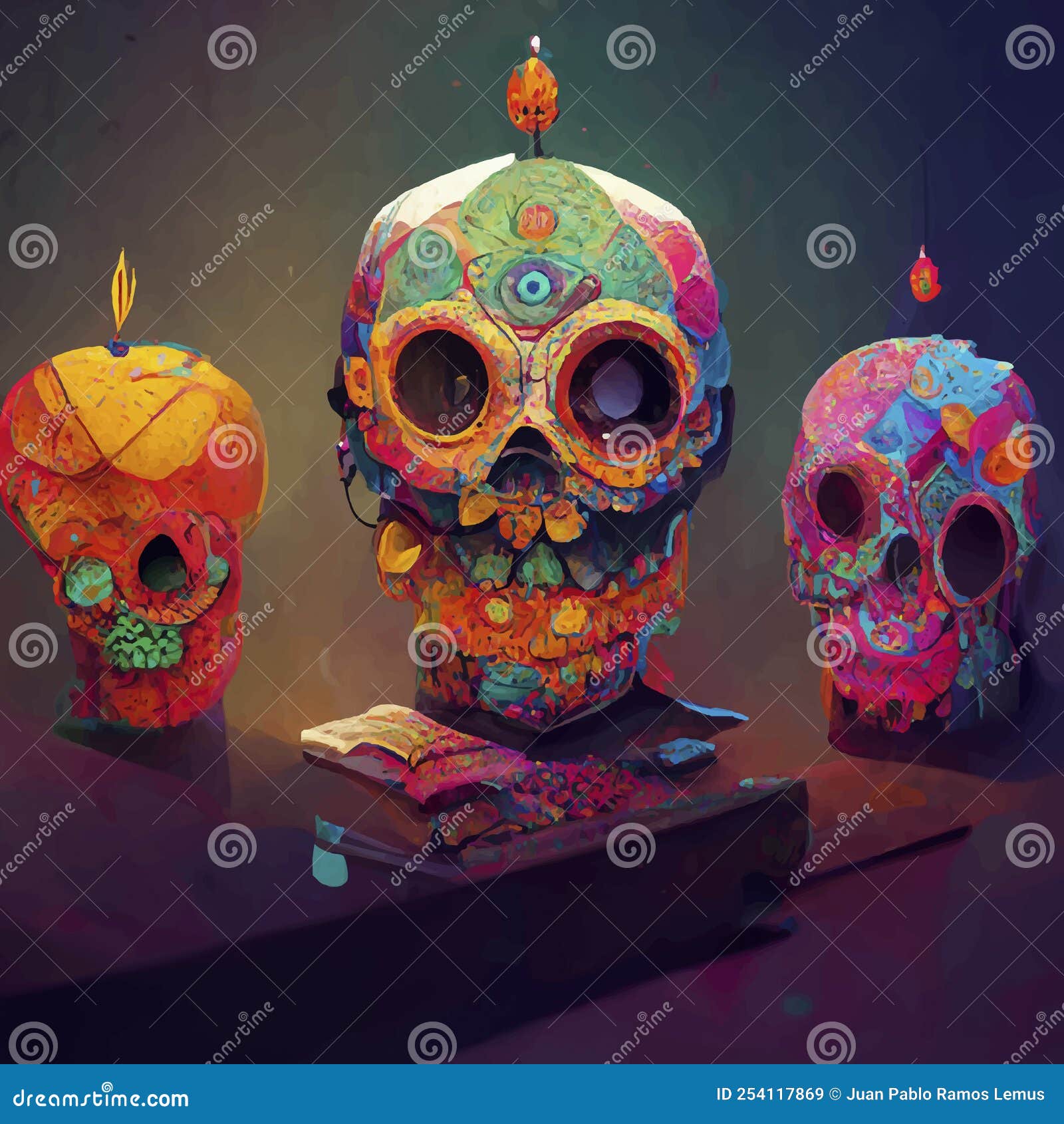 Bella Ilustración Del Día De Los Muertos Stock de ilustración - Ilustración  de cultura, colorido: 254117869