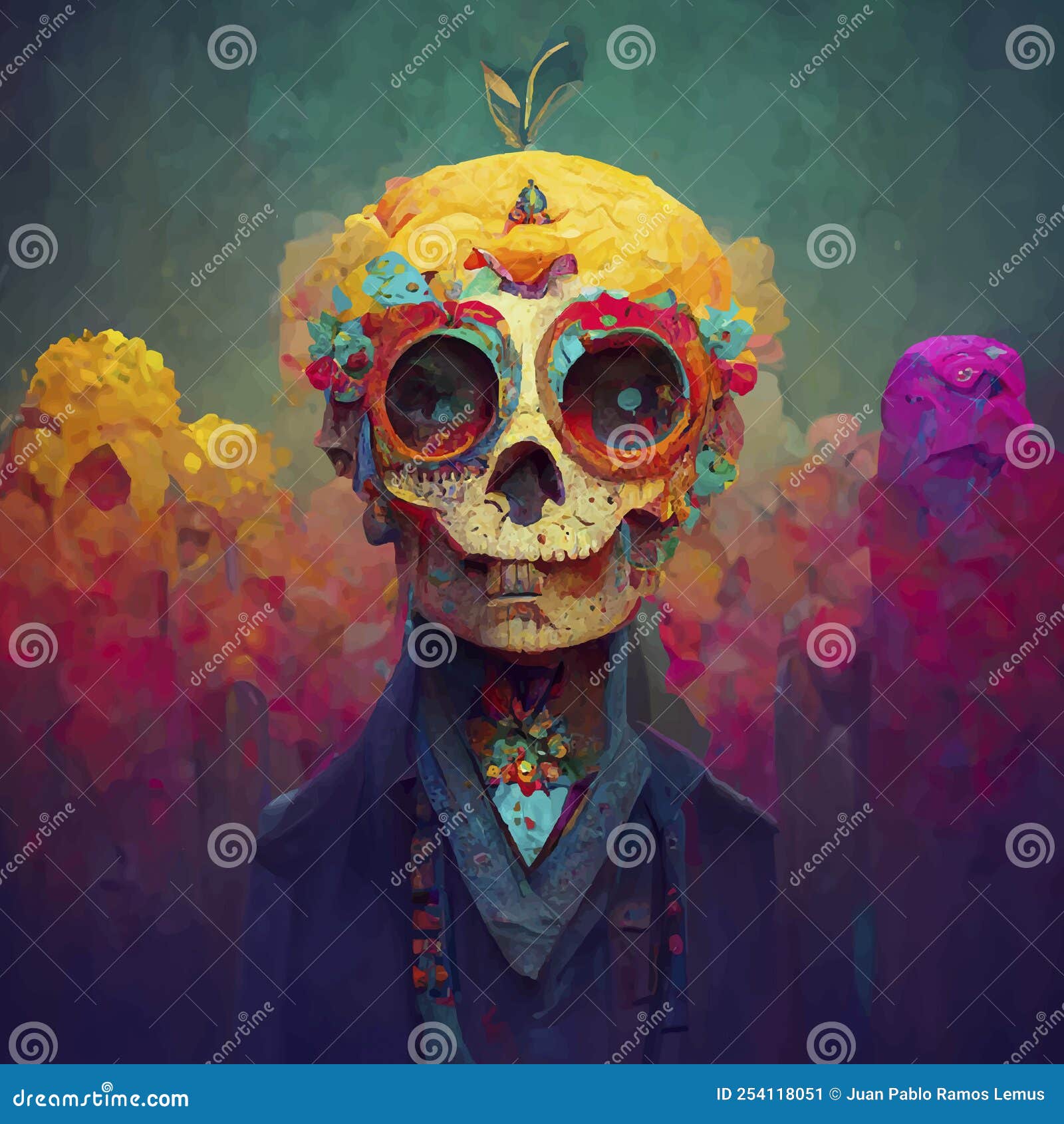 Bella Ilustración Del Día De Los Muertos Stock de ilustración - Ilustración  de colorido, mexicano: 254118051