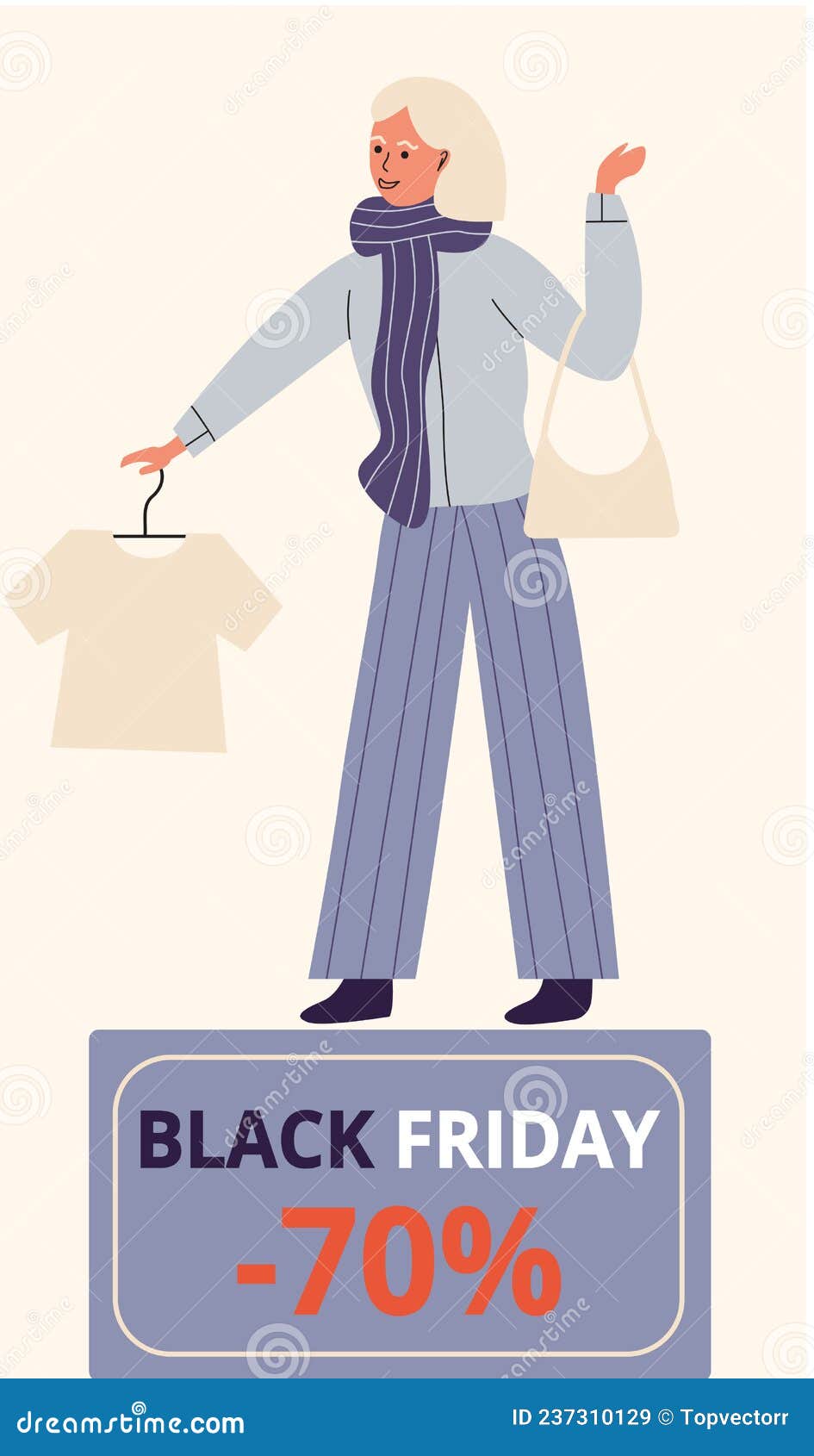 Bella Mujer Compradora De Moda Con Ropa En La Mano Publicidad Marketing  Pancarta De Viernes Negro Ilustración del Vector - Ilustración de muestra,  especial: 237310129