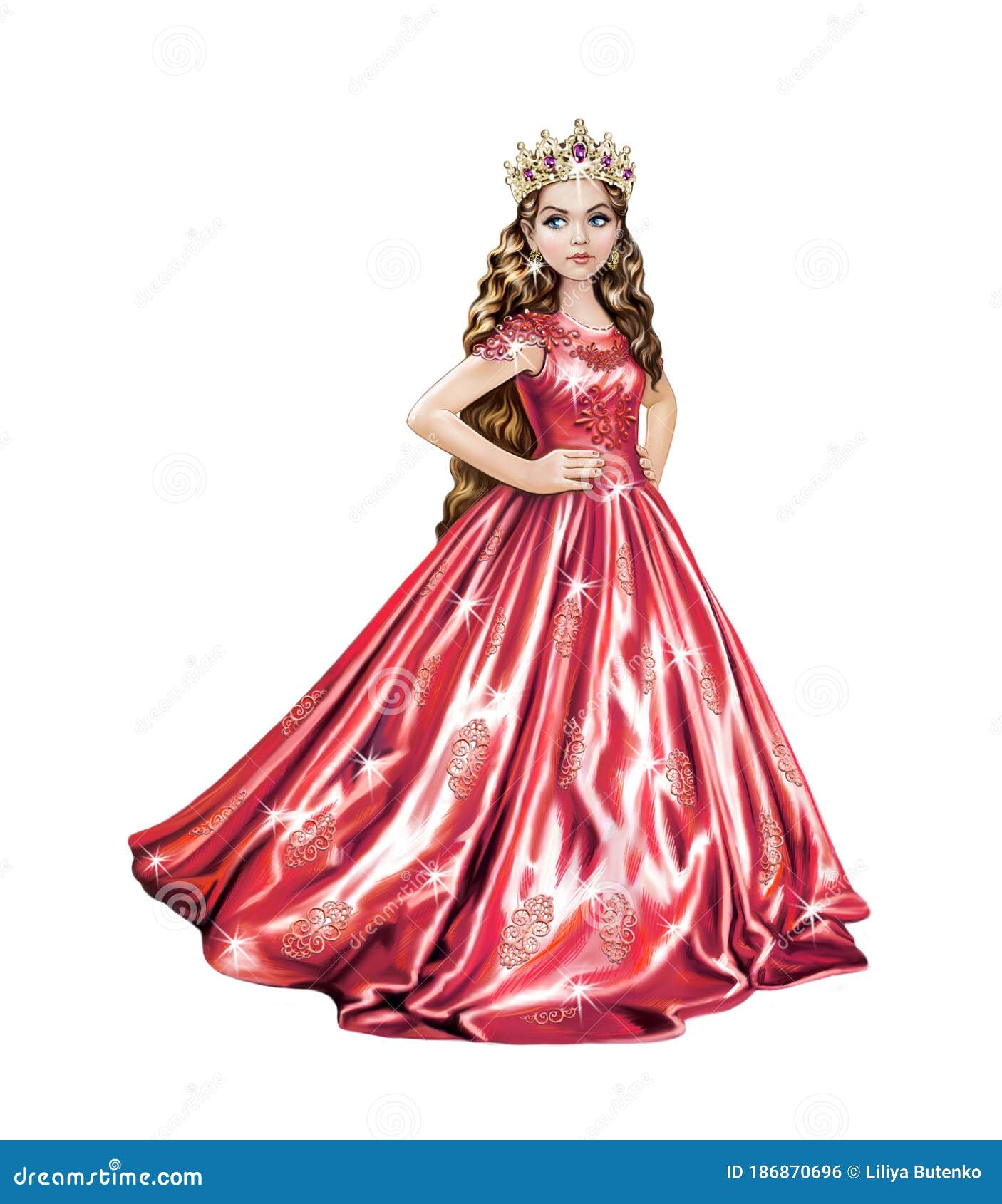 Bella Princesa Con Vestido Rosa Stock de ilustración - Ilustración de  cenicienta, elegancia: 186870696