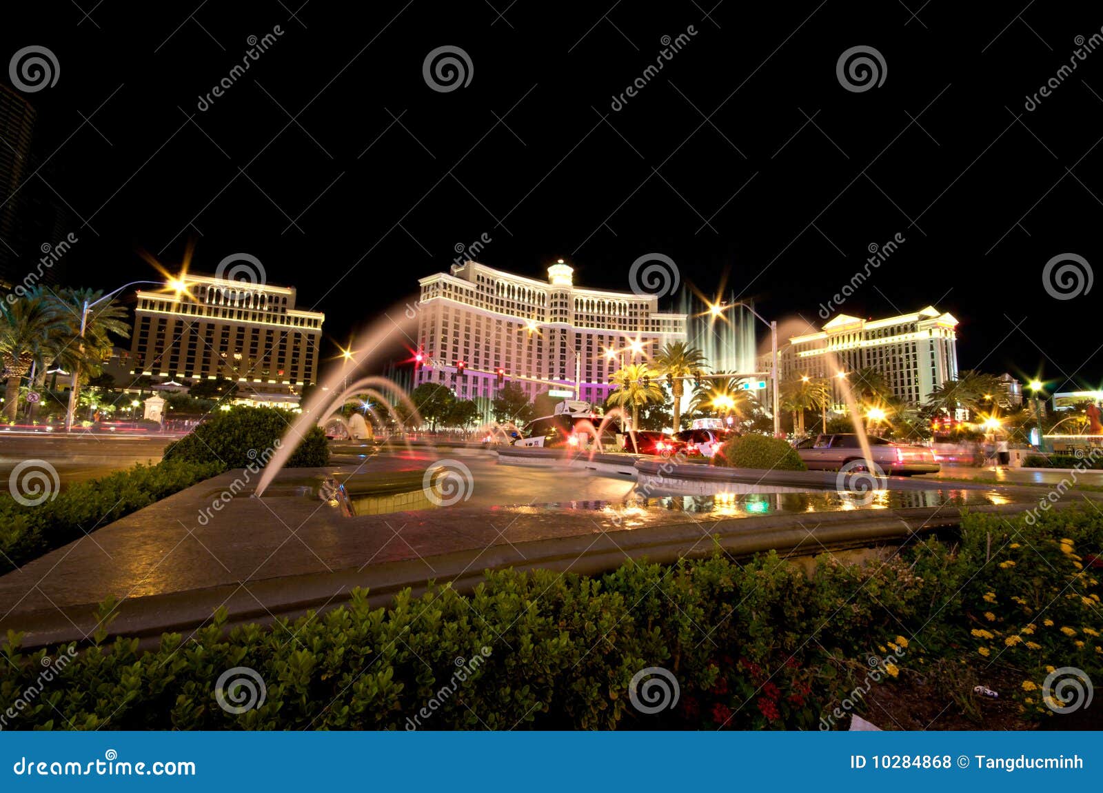 Bellagio in Las Vegas at Night Editorial Stock Photo Image of display
