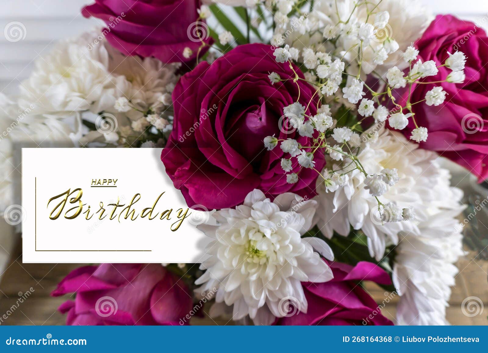Belle Carte D'anniversaire Avec Des Fleurs Pour Une Femme Ou Une Fille  Photo stock - Image du réception, floral: 268164368