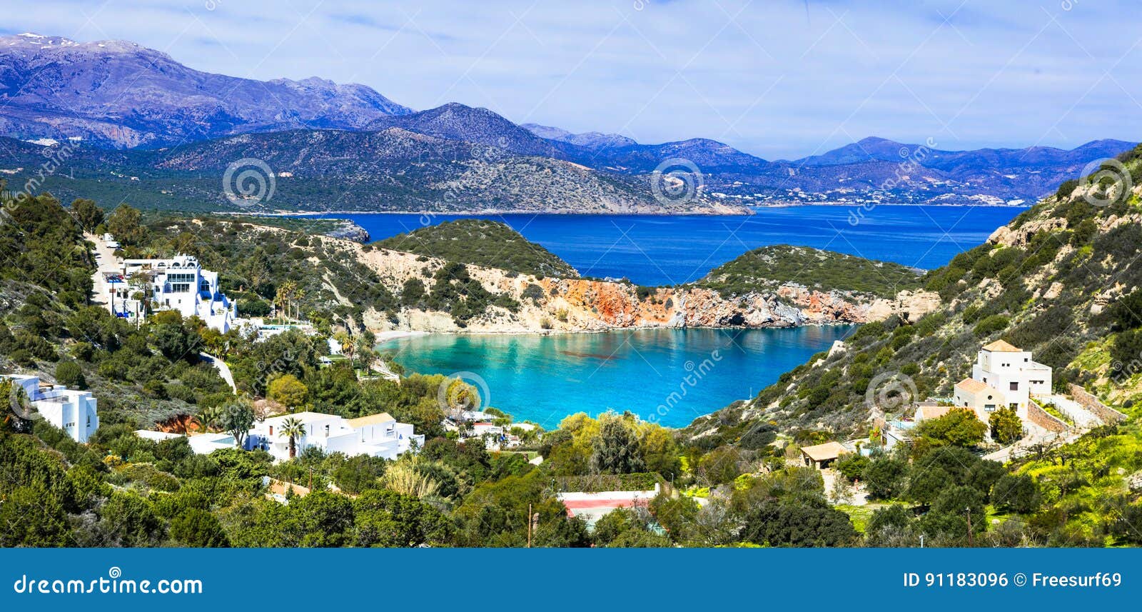 Belle Natura E Spiagge Dell Isola Di Creta Baia Di Istron La Grecia Fotografia Stock Immagine Di Pulito Mediterraneo