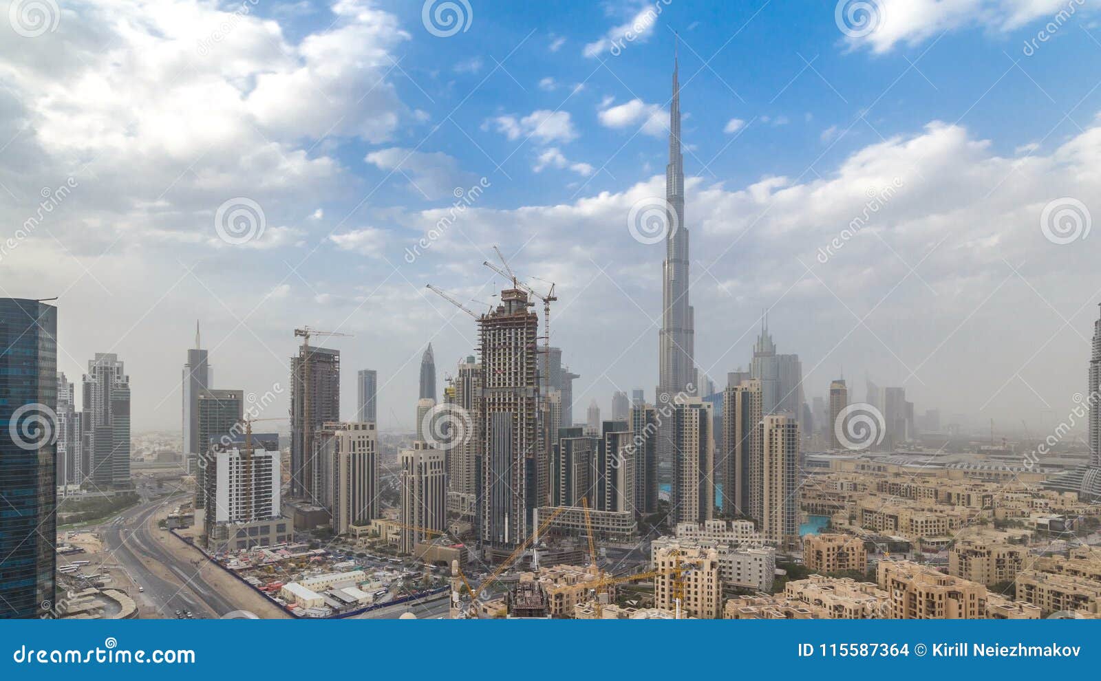 Belle Vue Supérieure Aérienne De Luxe De Dubaï En Centre Ville Avant Timelapse De Coucher Du Soleil Dubaï Emirats Arabes Unis