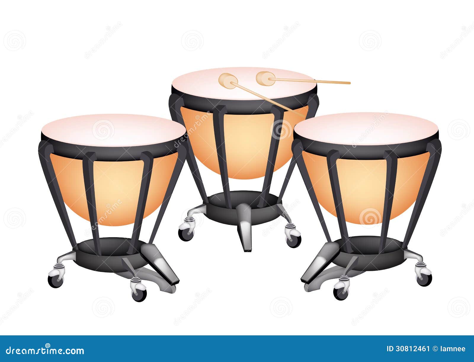 Belles Timbales Trois Classiques Sur Backgro Blanc Illustration de