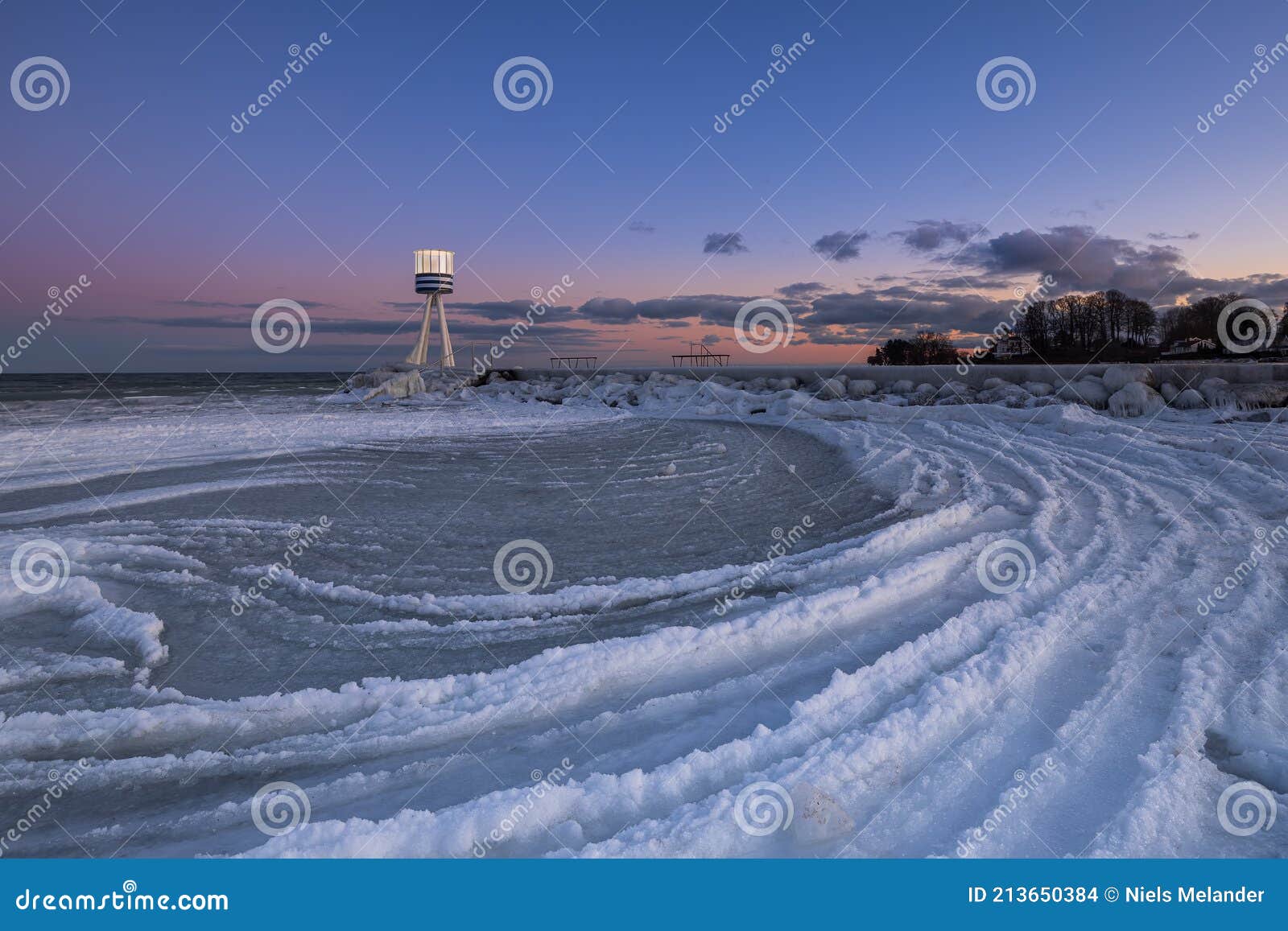 bellevue beach near copenhagen during winter