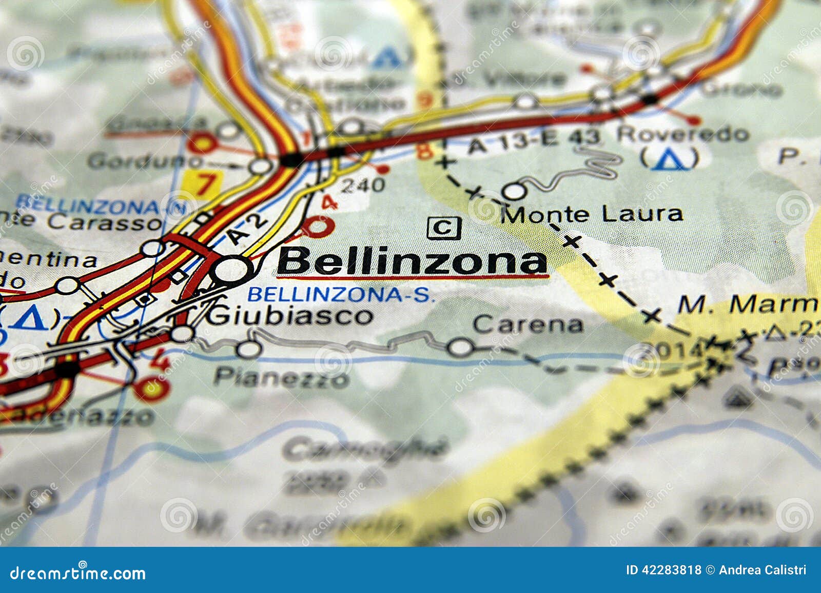 Bellinzona on the Map, Switzerland Stock Photo Image of time