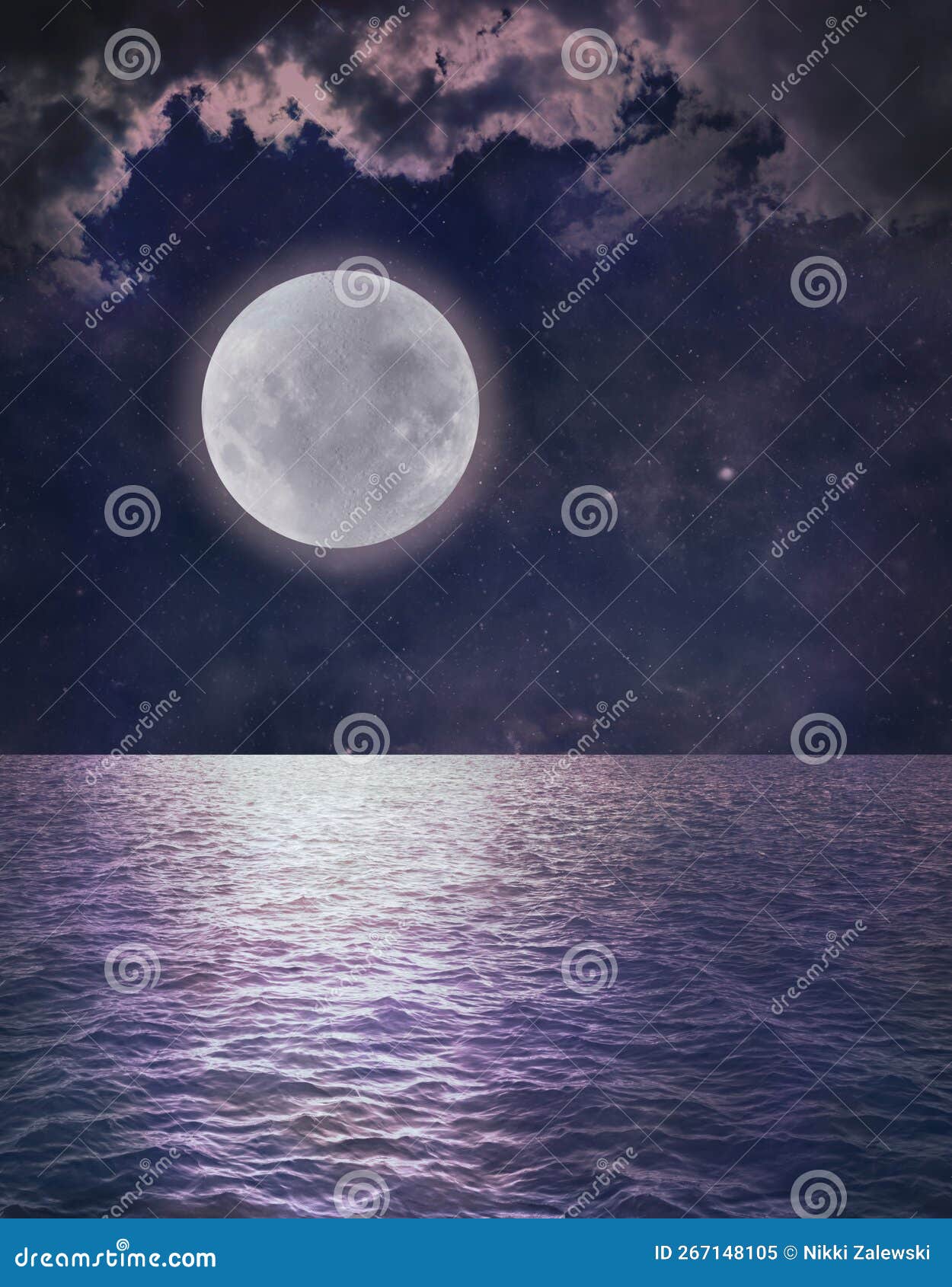 Bellissimo Romantico Specchio Dell'oceano Di Luna Piena Immagine Stock -  Immagine di atmosferico, festa: 267148105