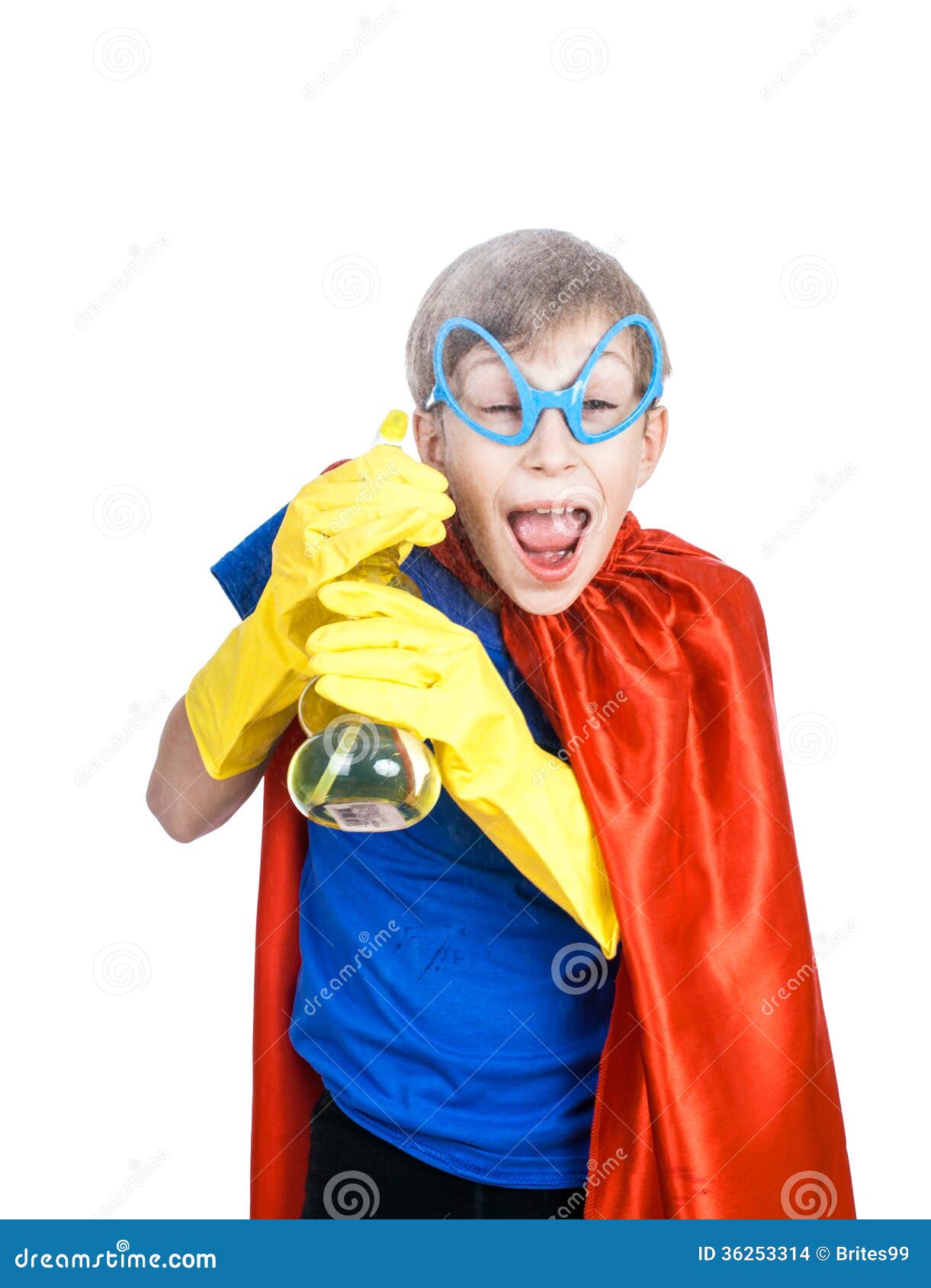 Bello Bambino Allegro Vestito Come Pulizia Del Superman Fotografia Stock -  Immagine di bambino, umore: 36253314