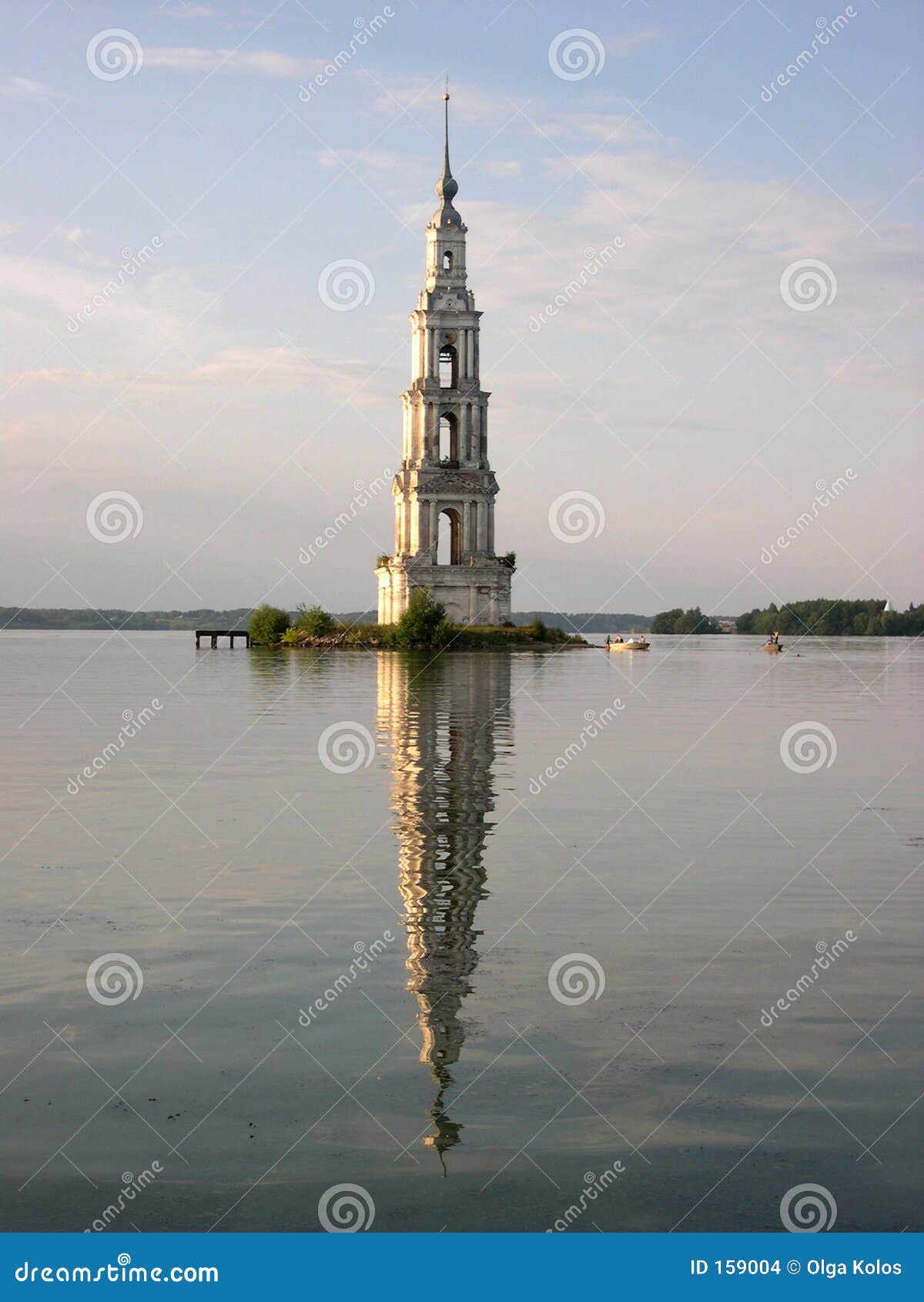 belltower in the middle of lake