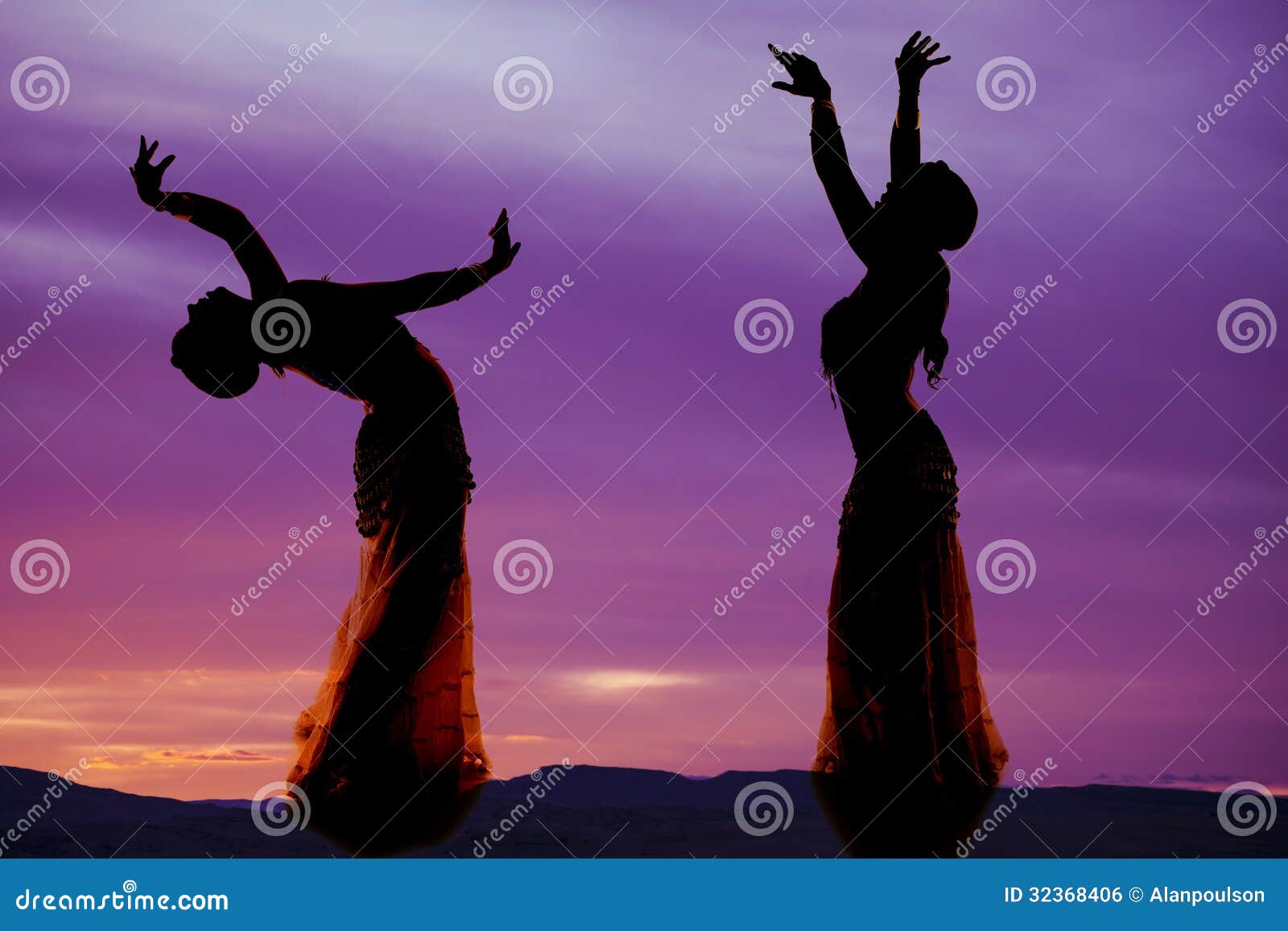belly dancer purple silhouette two