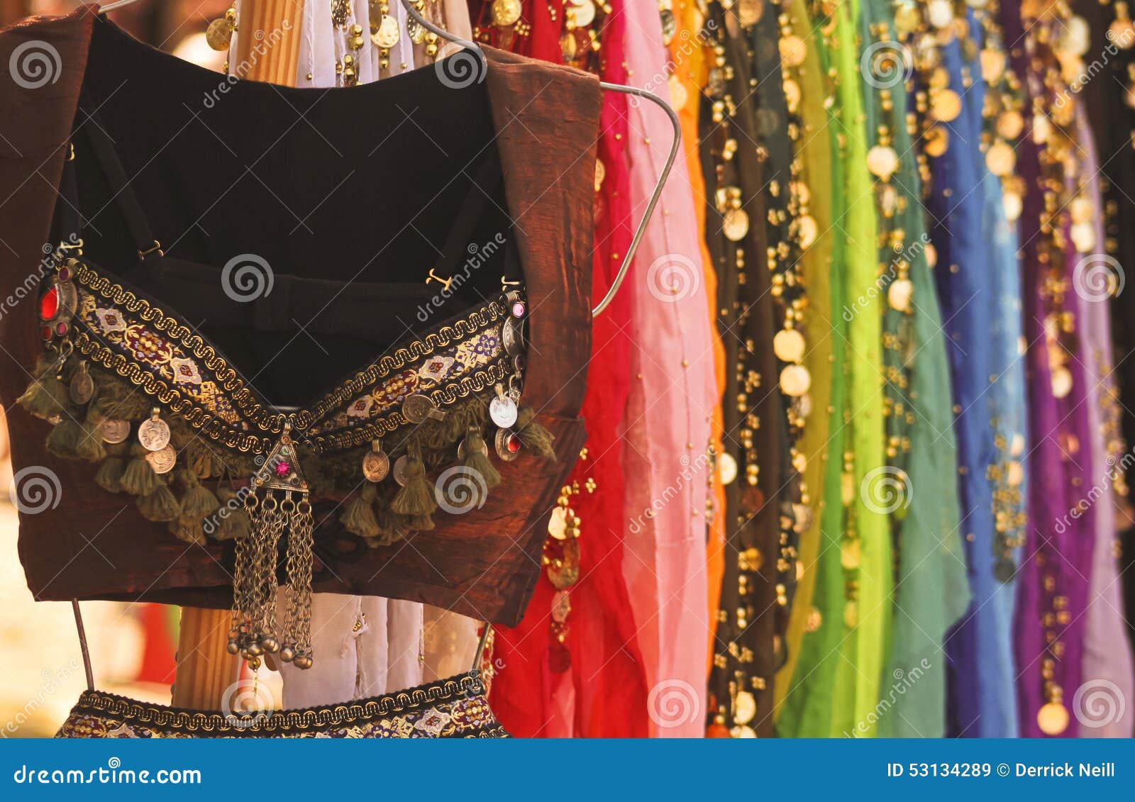 A Belly Dancing Costume and Colorful Skirts Stock Image Image of
